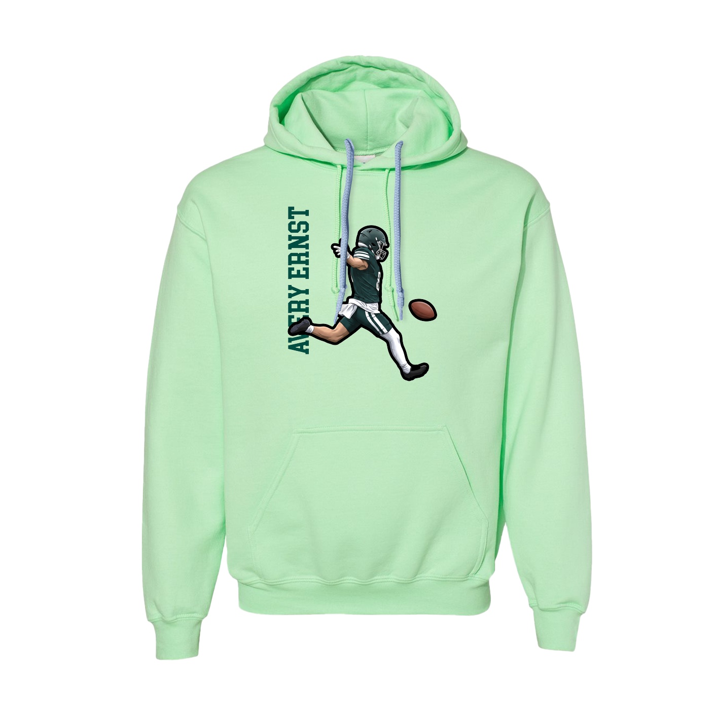 Hoodie — Name Vertical in Green
