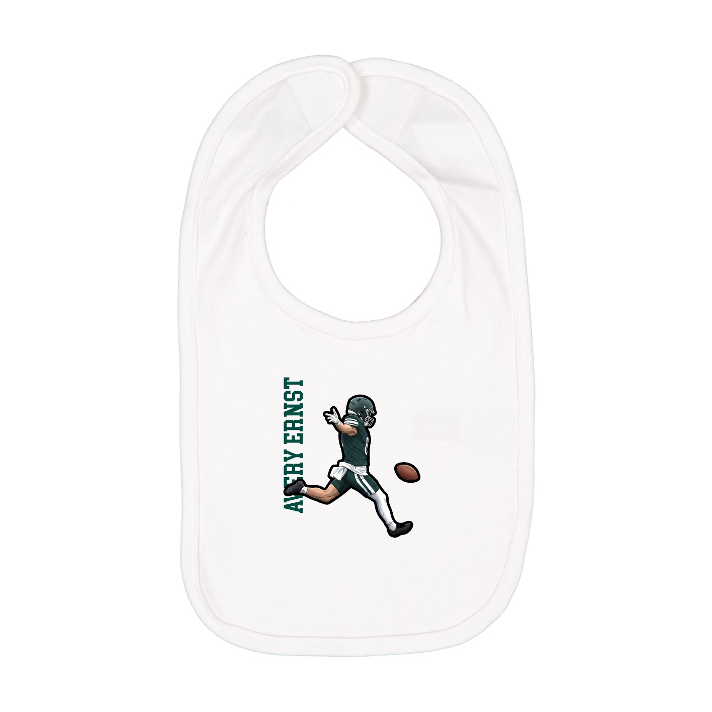 Infant Bib — Name Vertical in White