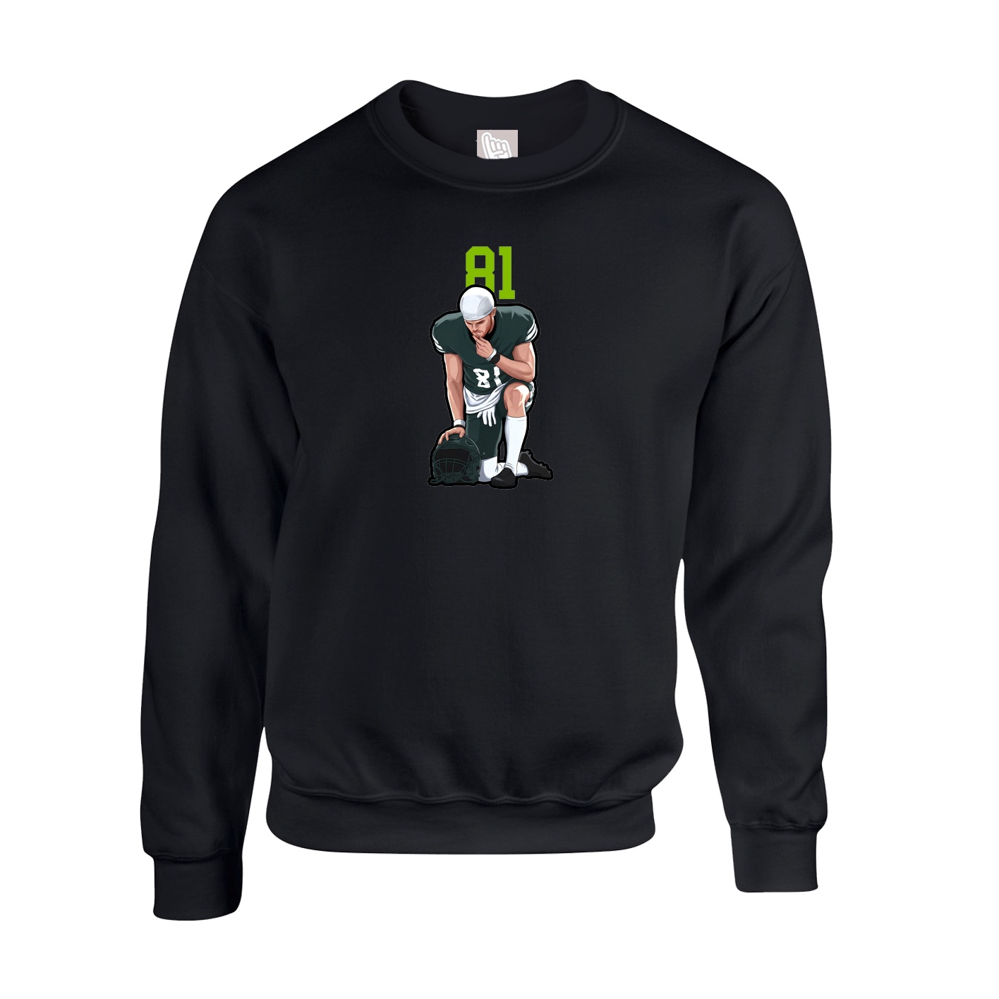 Fleece Crew — Number Top in Black