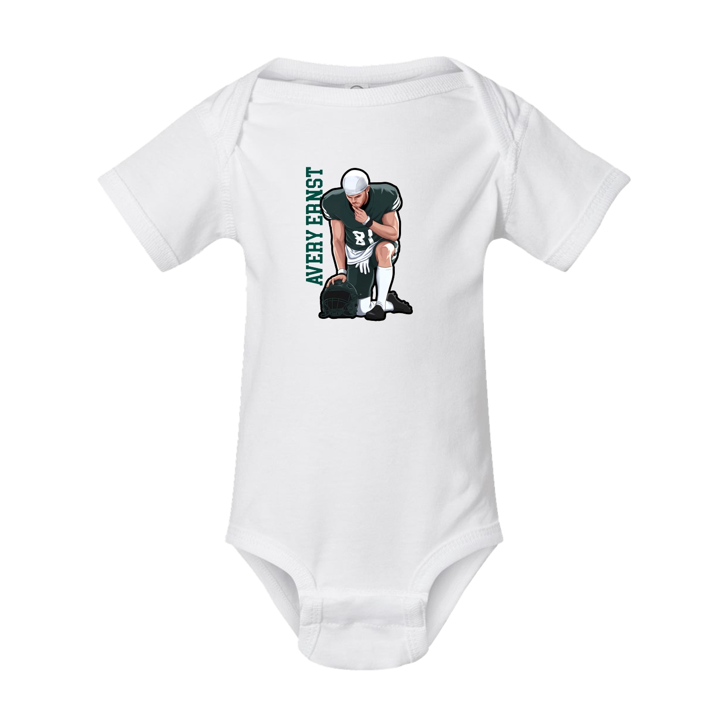 Baby Onesie — Name Vertical in White