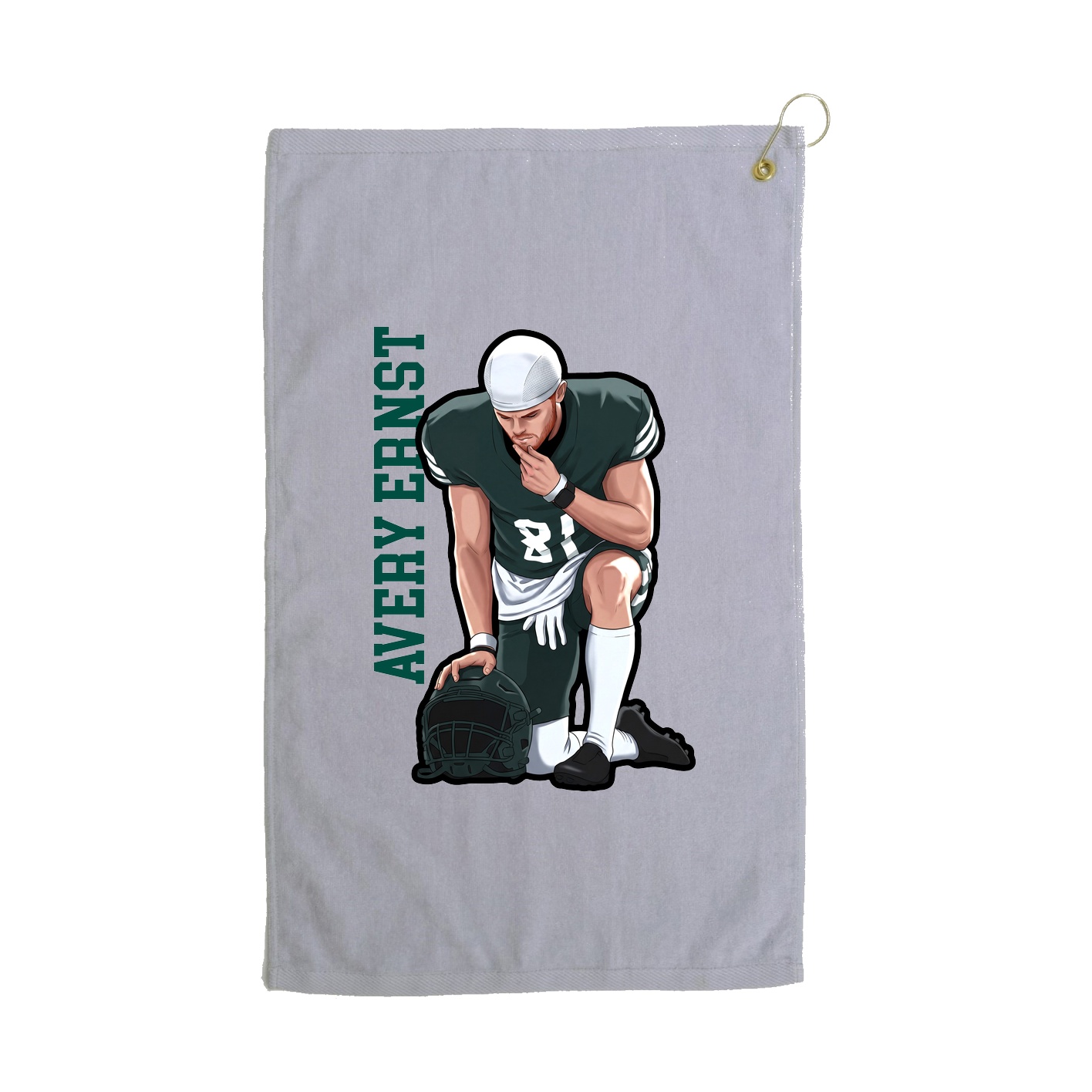 Golf Towel — Name Vertical in Grey
