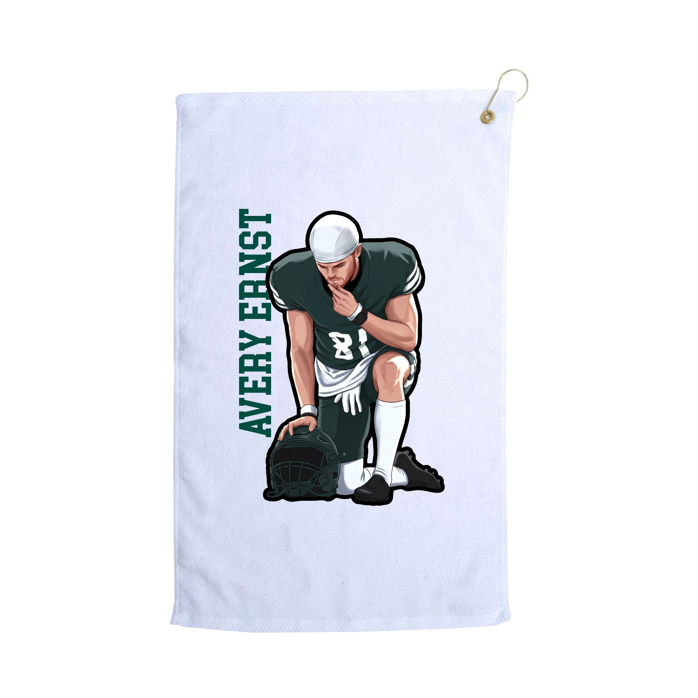 Golf Towel — Name Vertical in White