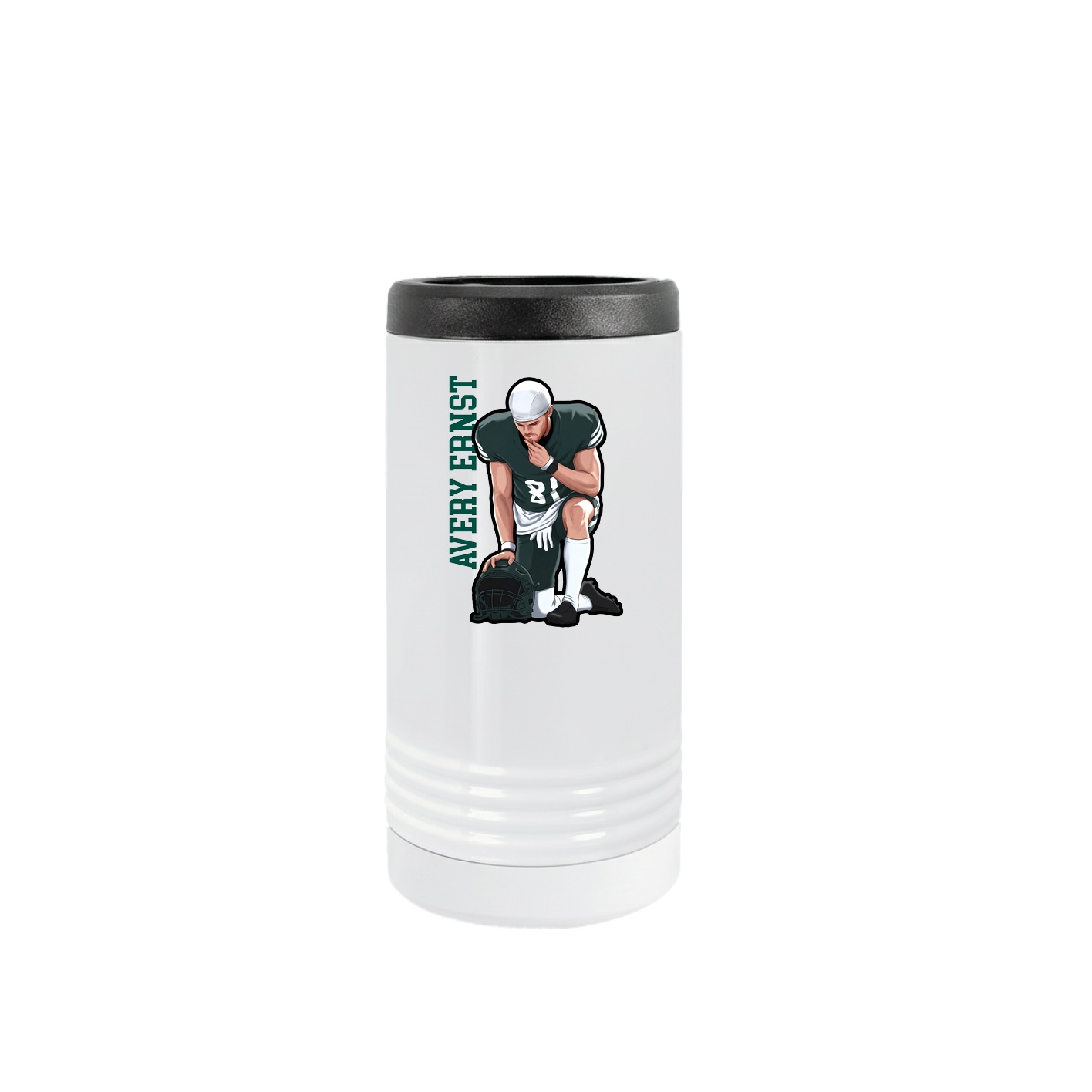 Slim Beverage Holder — Name Vertical in White