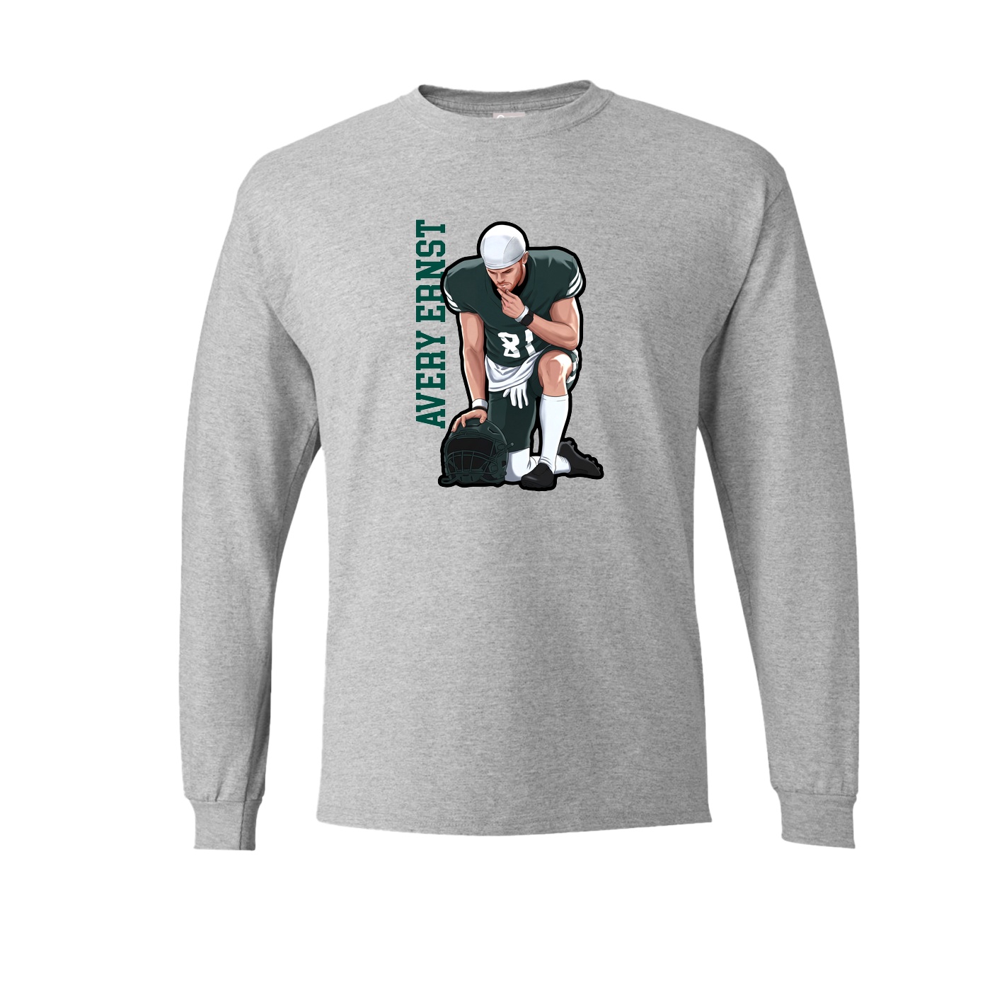 Long Sleeve Tee — Name Vertical in Grey