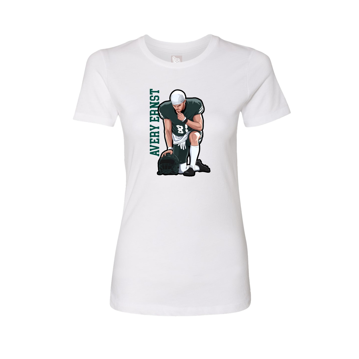 Womens Tee — Name Vertical in White