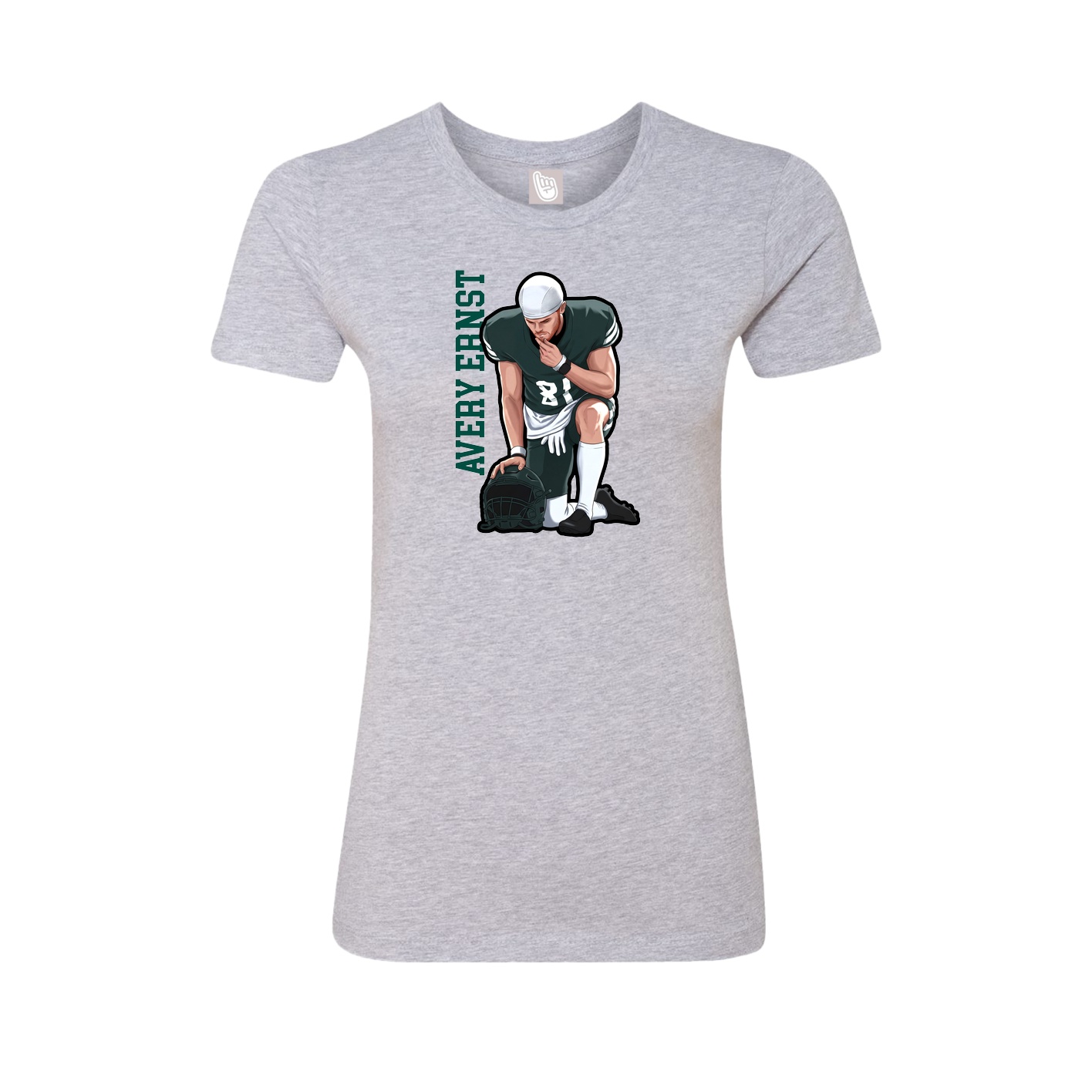 Fitted Women's Tee — Name Vertical in Grey