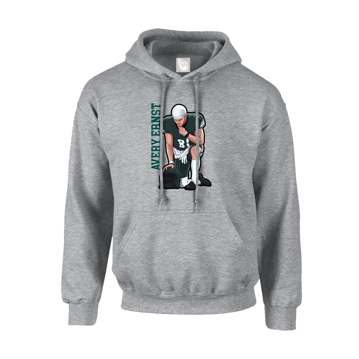 Hoodie — Name Vertical in Grey