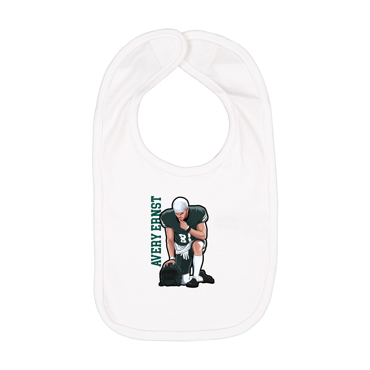 Infant Bib — Name Vertical in White