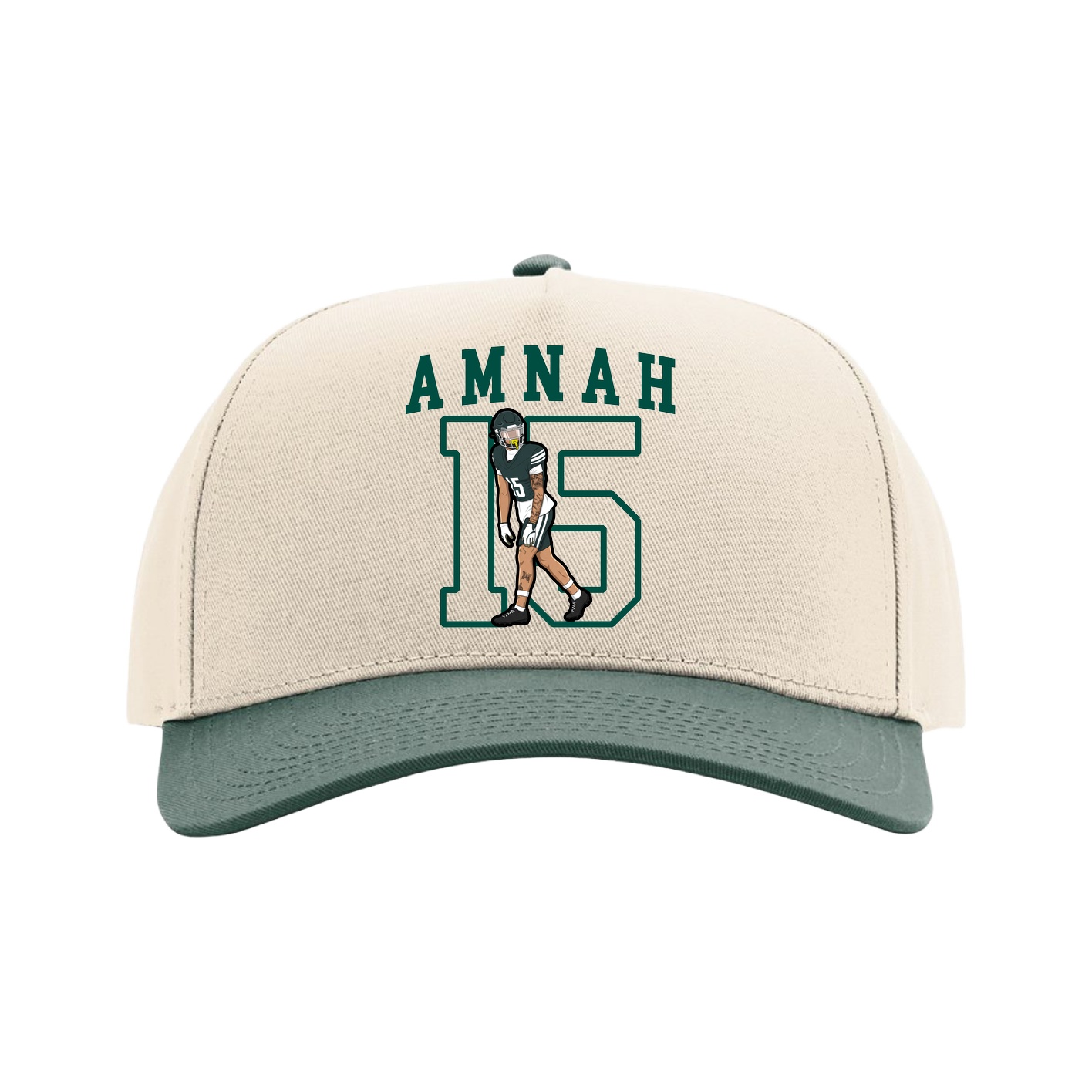 Full Fabric Five-Panel Champ Cap — Shirsey in Cream/Green
