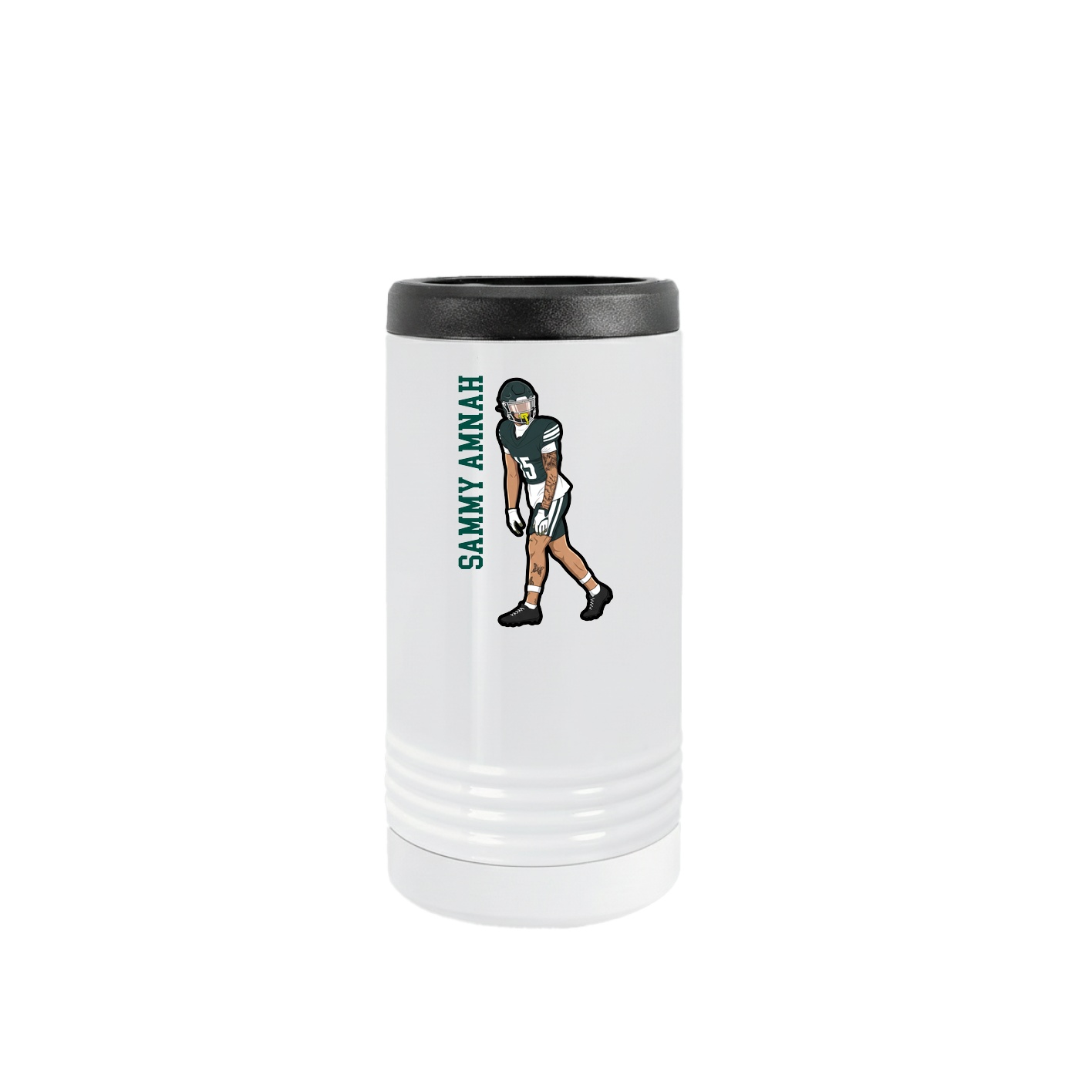 Slim Beverage Holder — Name Vertical in White