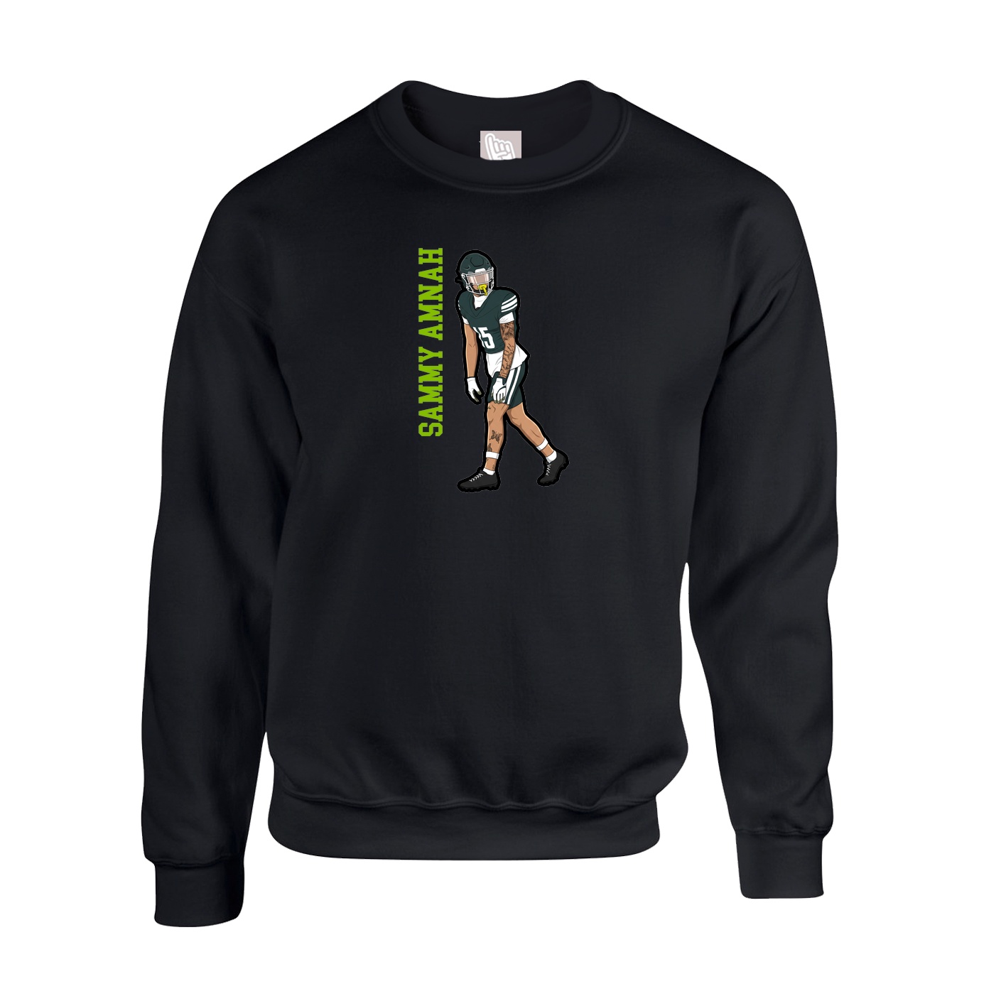 Fleece Crew — Name Vertical in Black