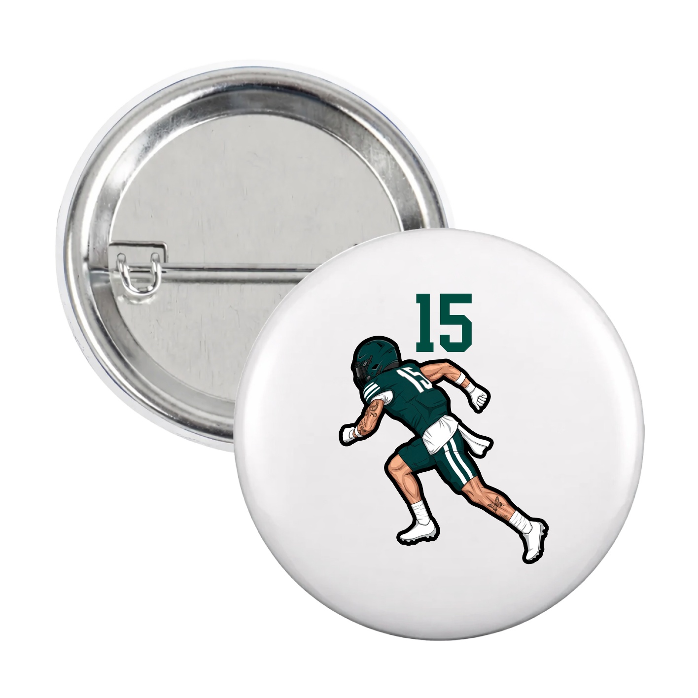 Game Day Button — Number Top in White