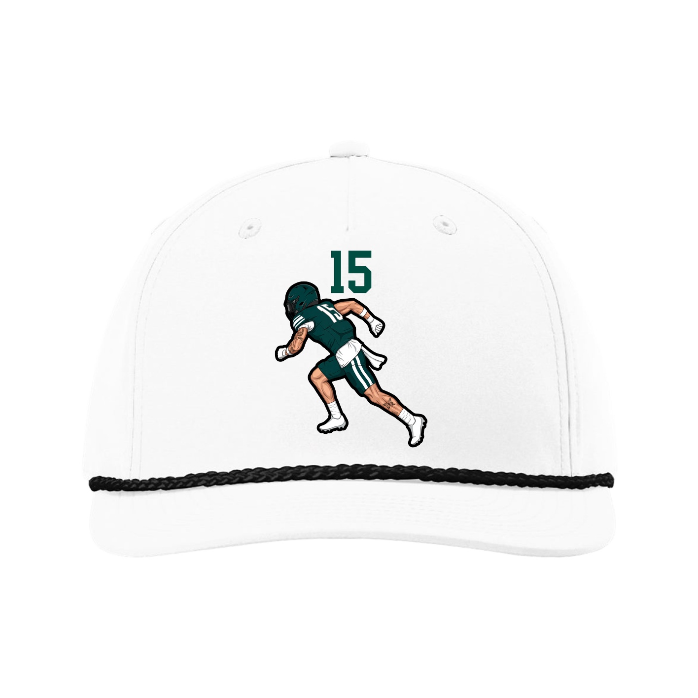 Five-Panel Classic Rope Cap — Number Top in White