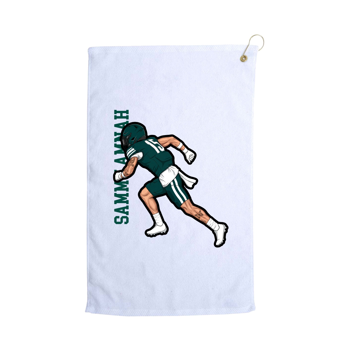 Golf Towel — Name Vertical in White