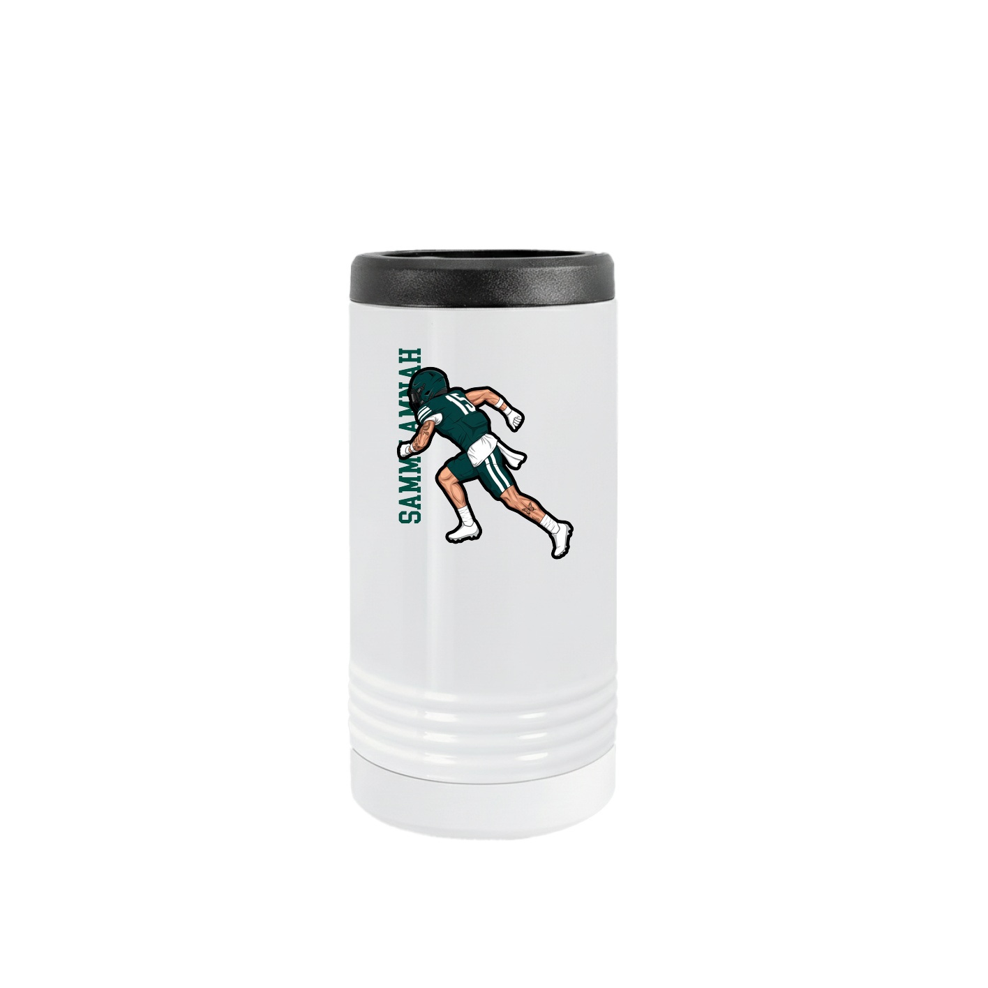 Slim Beverage Holder — Name Vertical in White