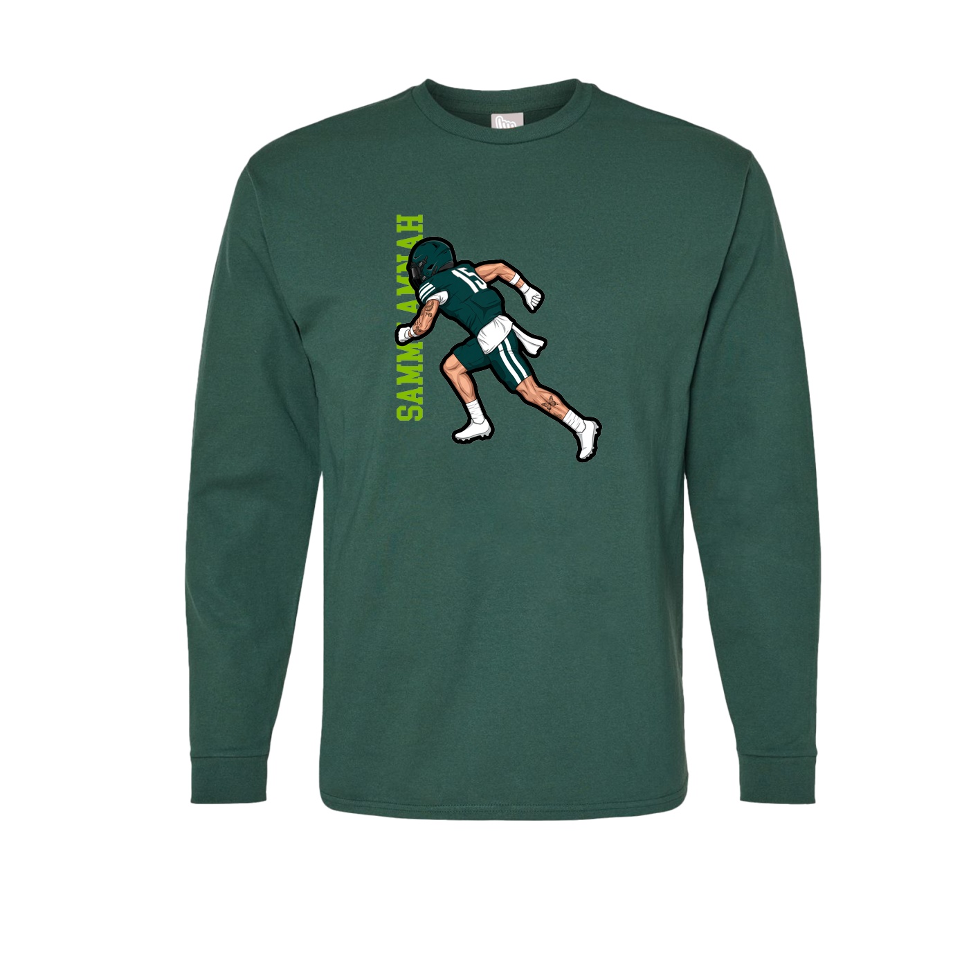 Long Sleeve Tee — Name Vertical in Green