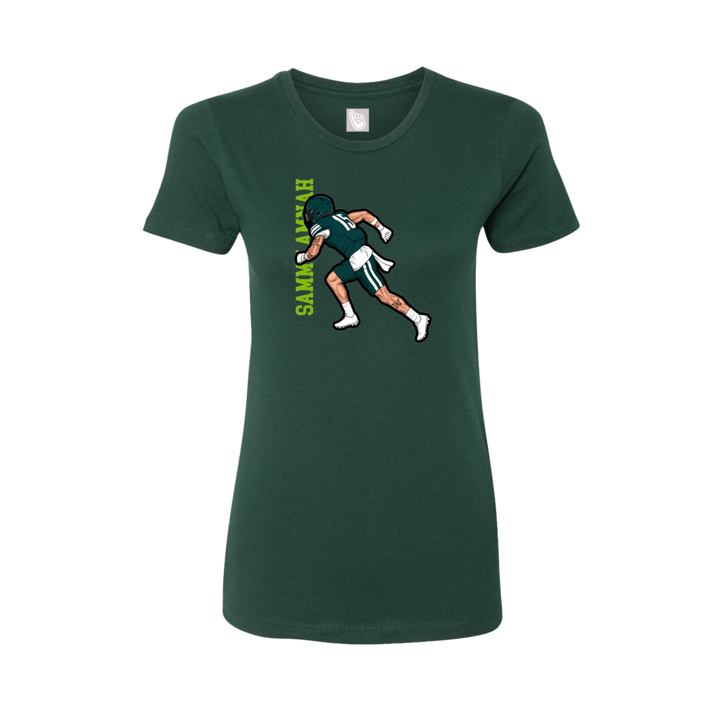 Womens Tee — Name Vertical in Green