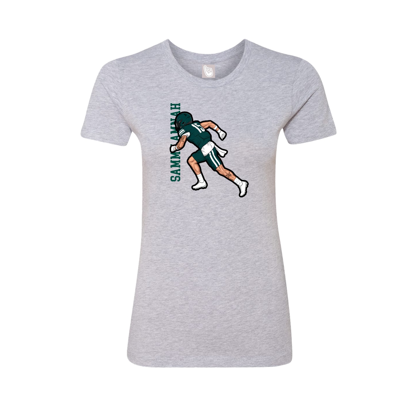 Fitted Women's Tee — Name Vertical in Grey