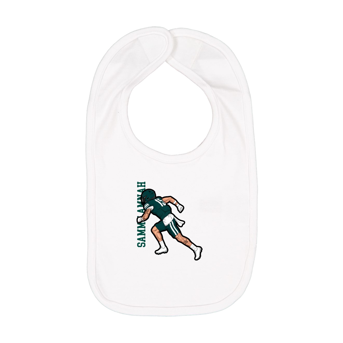 Infant Bib — Name Vertical in White