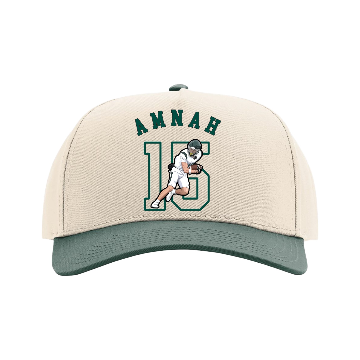 Full Fabric Five-Panel Champ Cap — Shirsey Arch in Cream/Green
