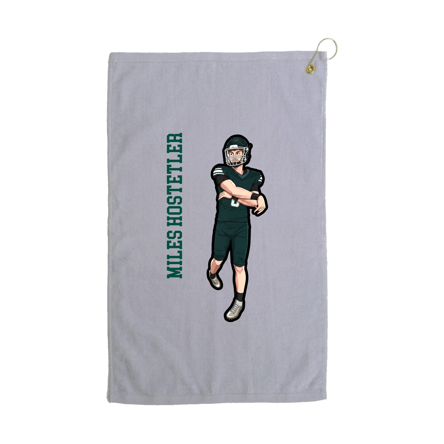 Golf Towel — Name Vertical in Grey