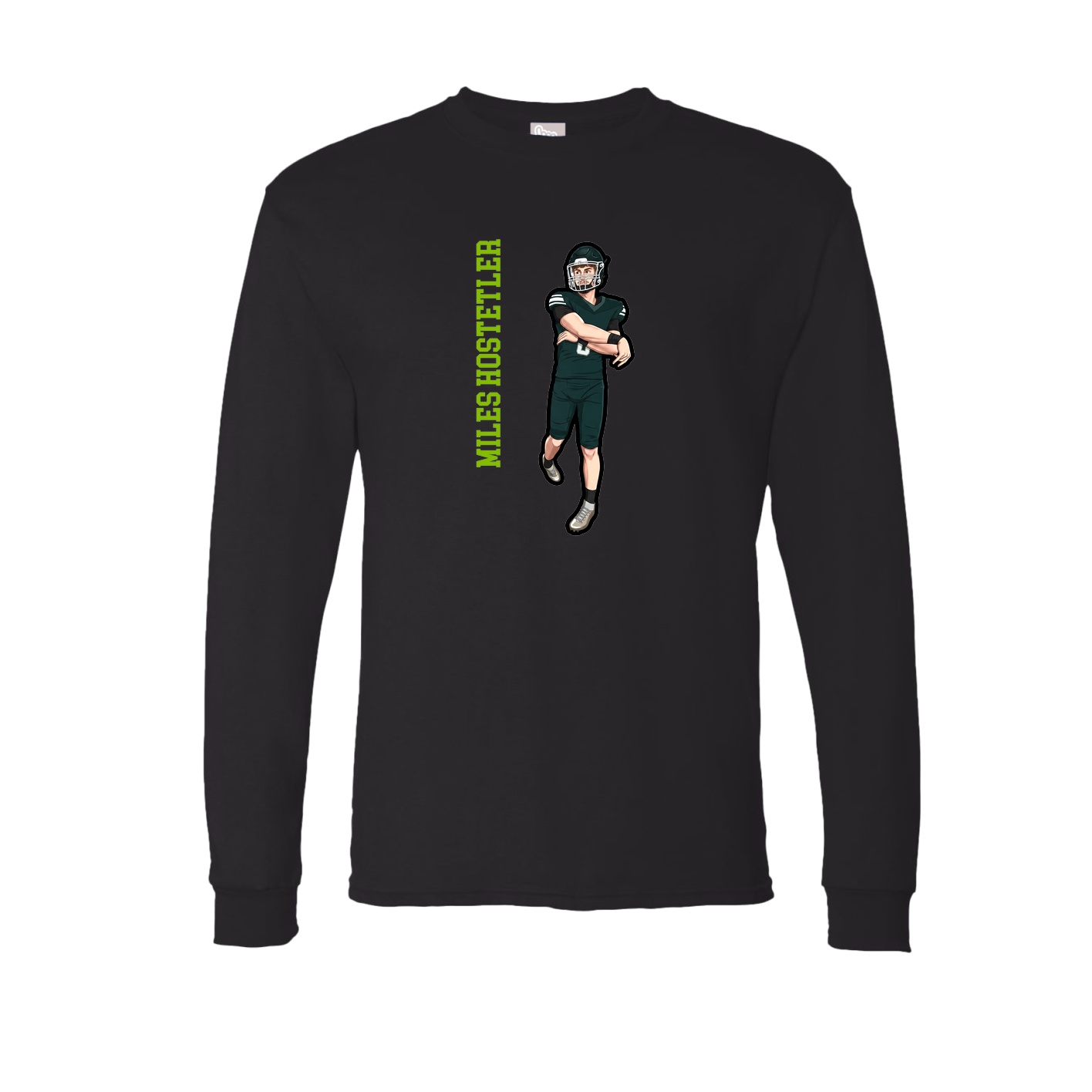 Long Sleeve Tee — Name Vertical in Black