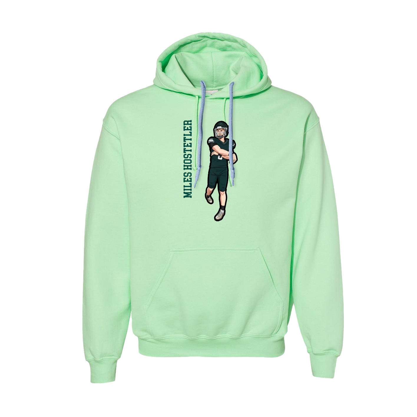 Hoodie — Name Vertical in Green