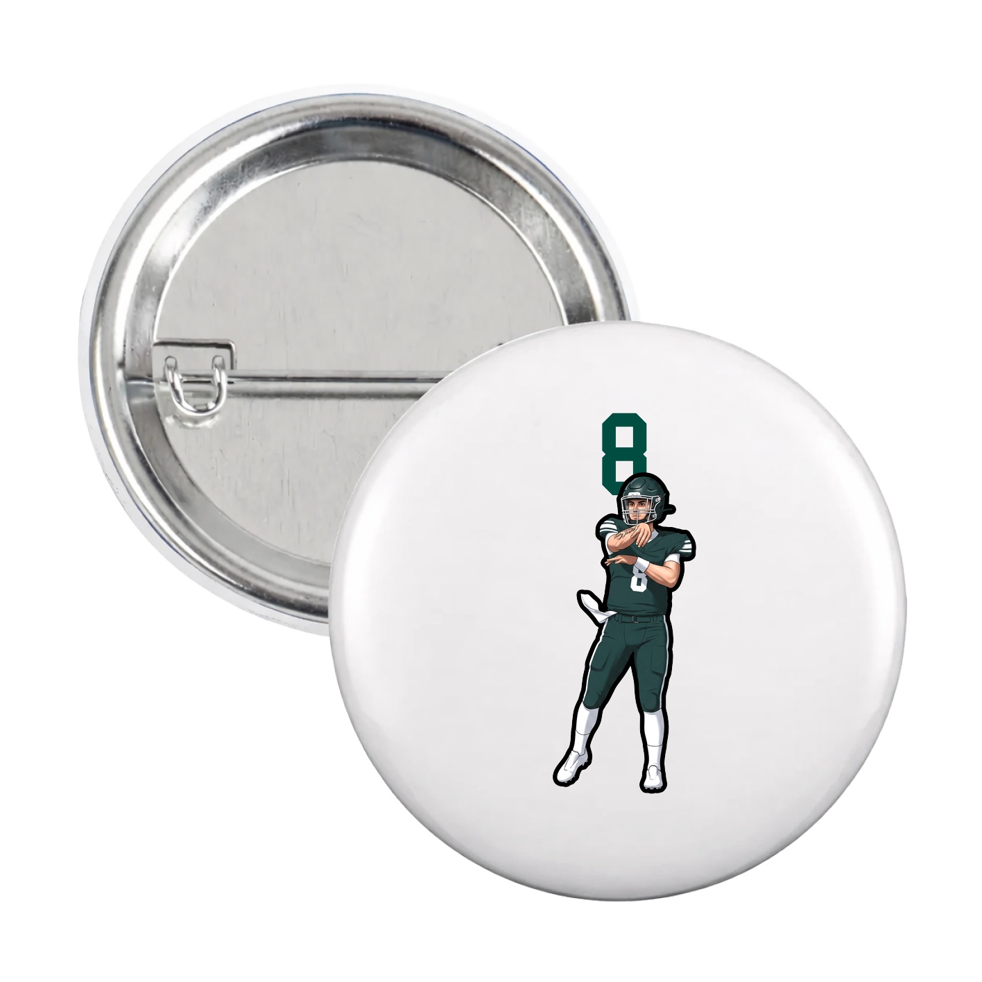 Game Day Button — Number Top in White