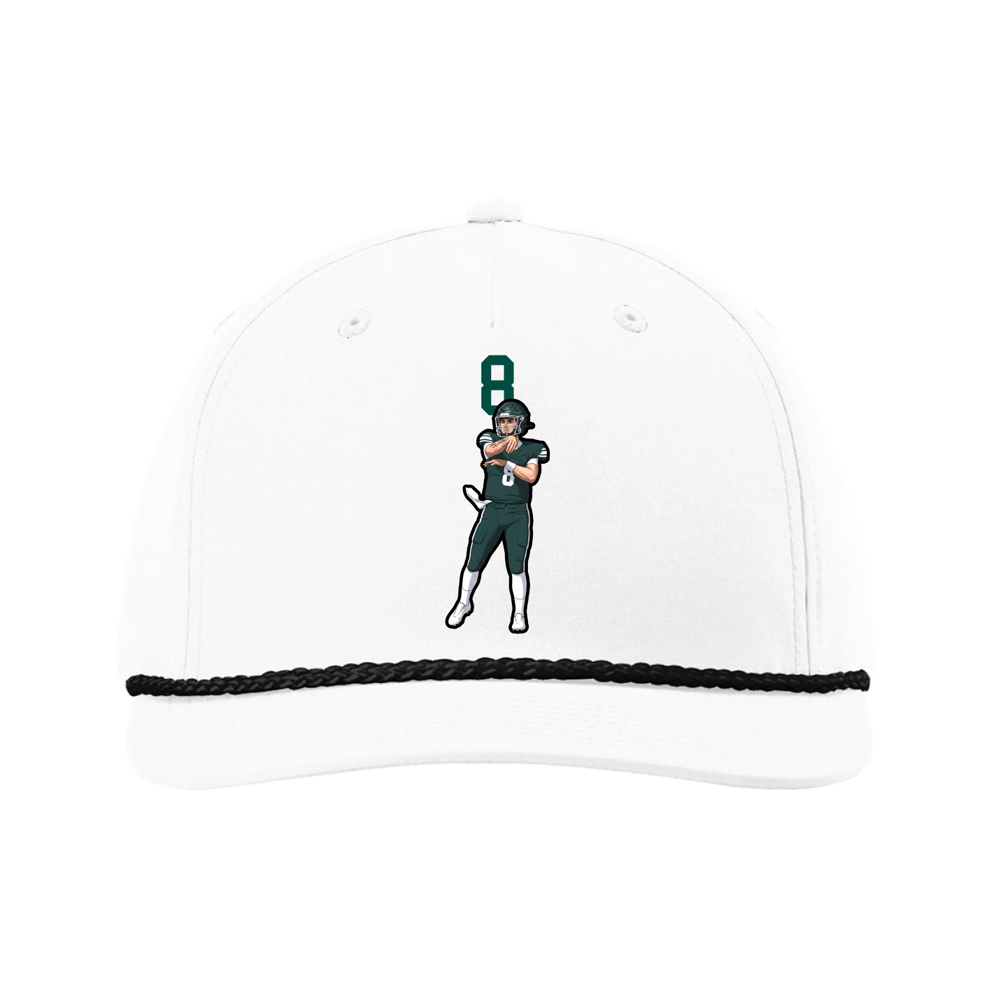 Five-Panel Classic Rope Cap — Number Top in White