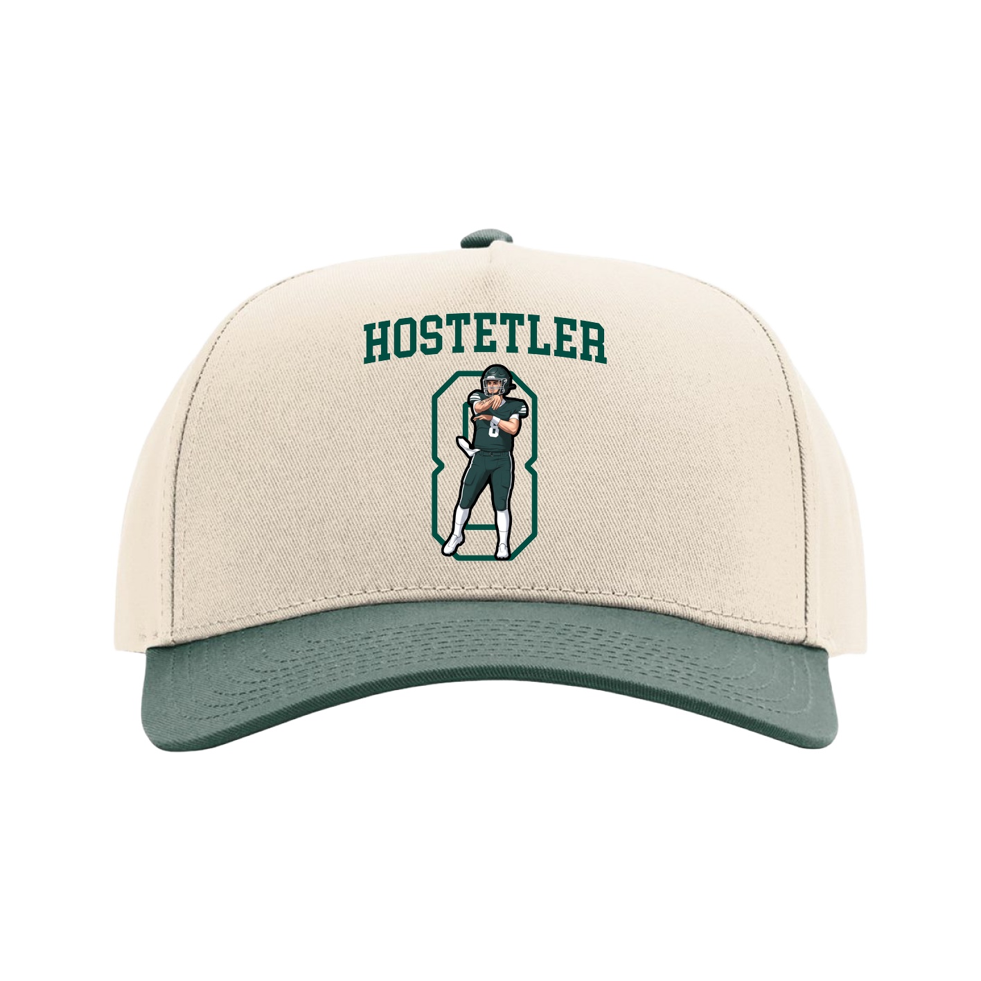 Full Fabric Five-Panel Champ Cap — Shirsey in Cream/Green