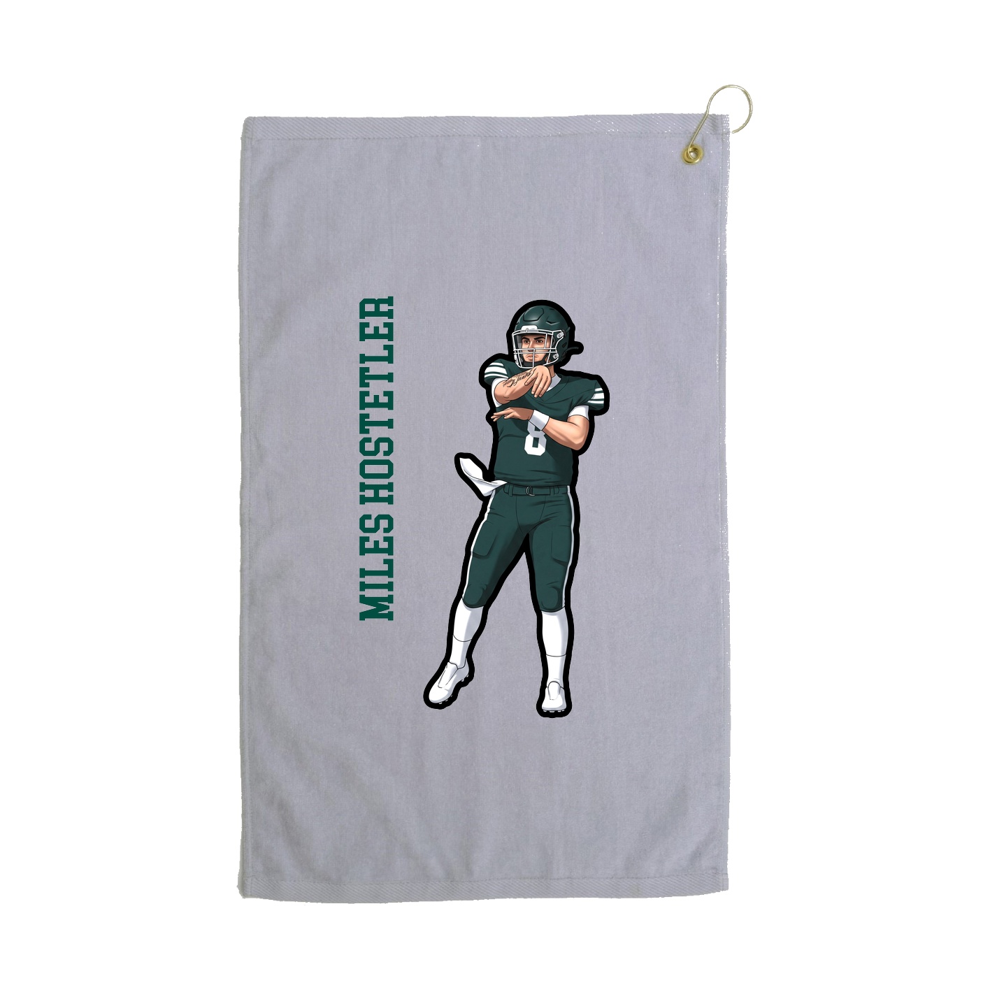 Golf Towel — Name Vertical in Grey