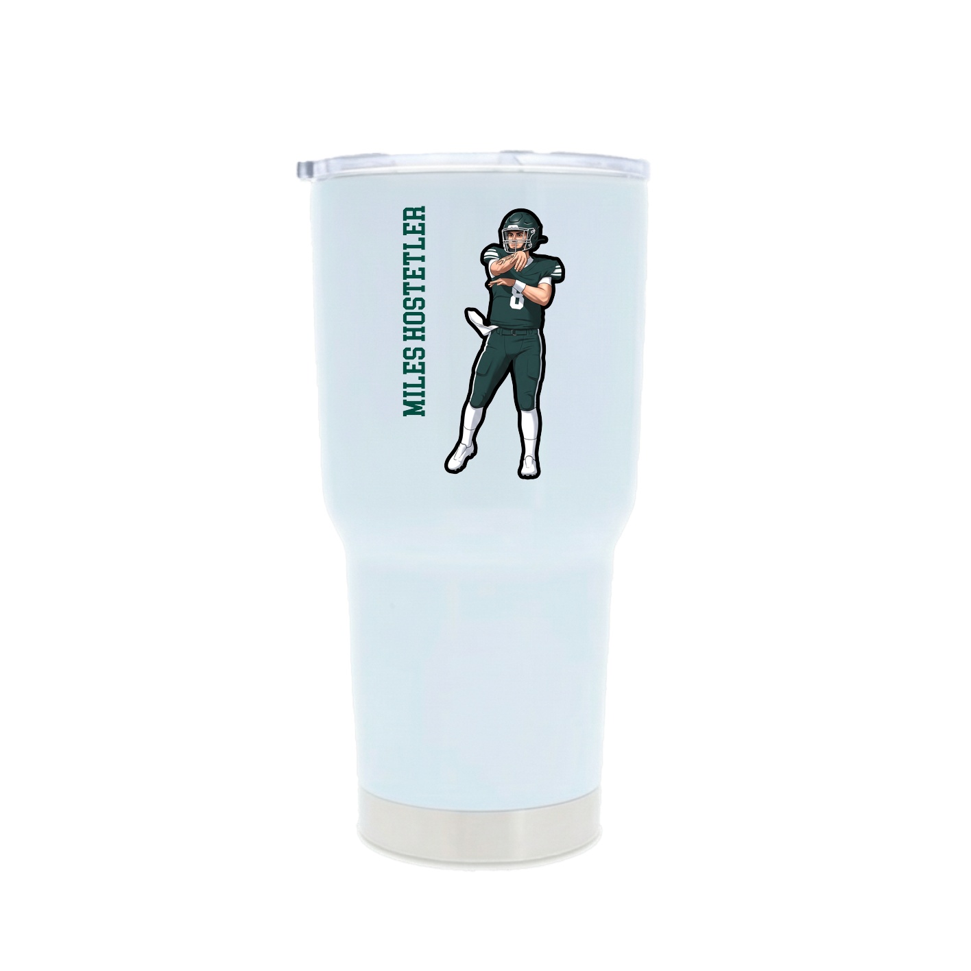 30oz Stainless Steel Tumbler — Name Vertical in White