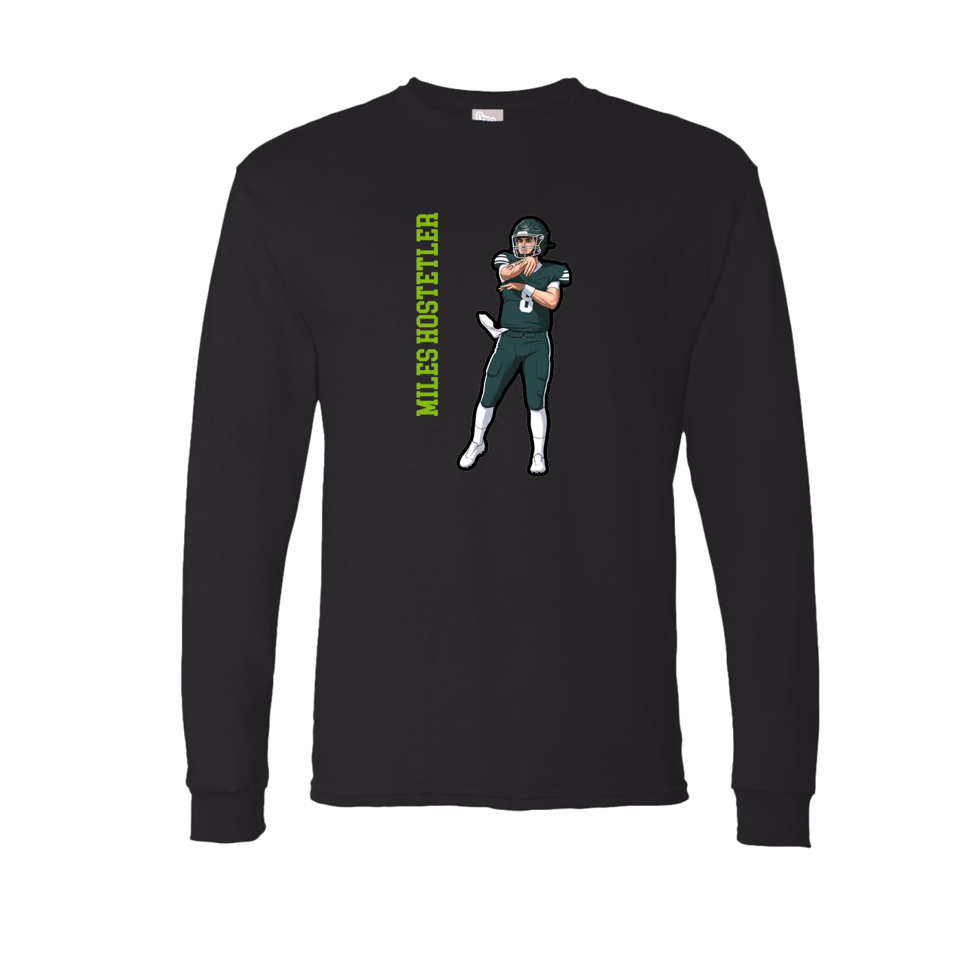 Long Sleeve Tee — Name Vertical in Black