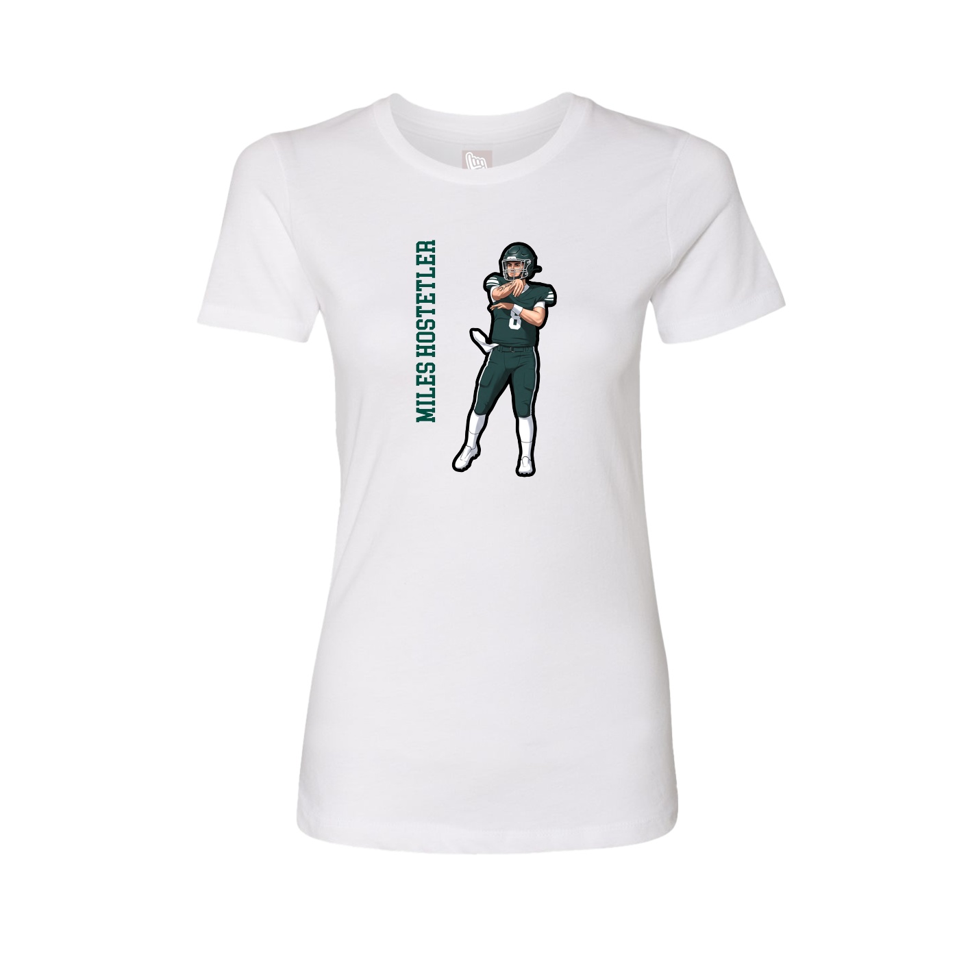 Womens Tee — Name Vertical in White