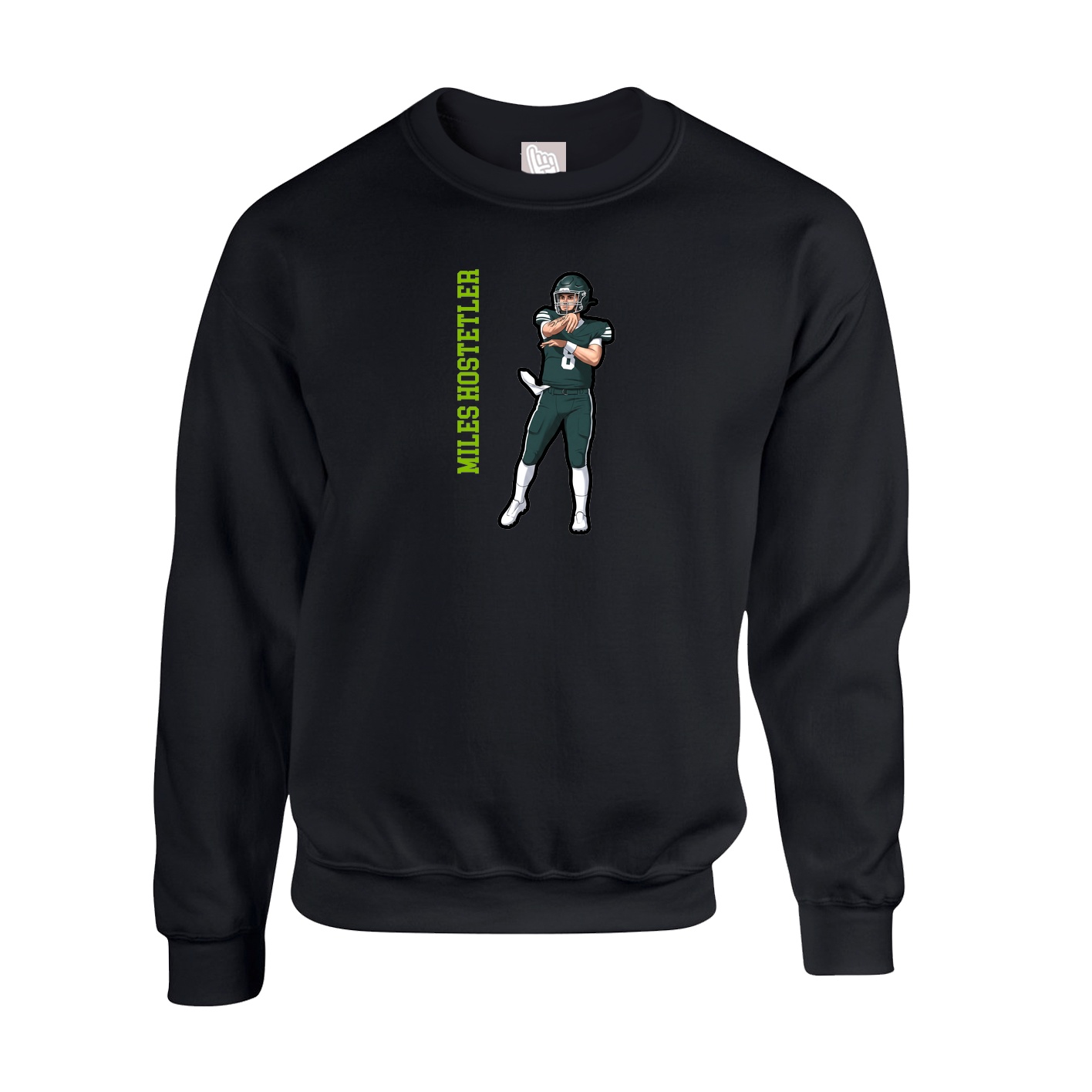 Fleece Crew — Name Vertical in Black