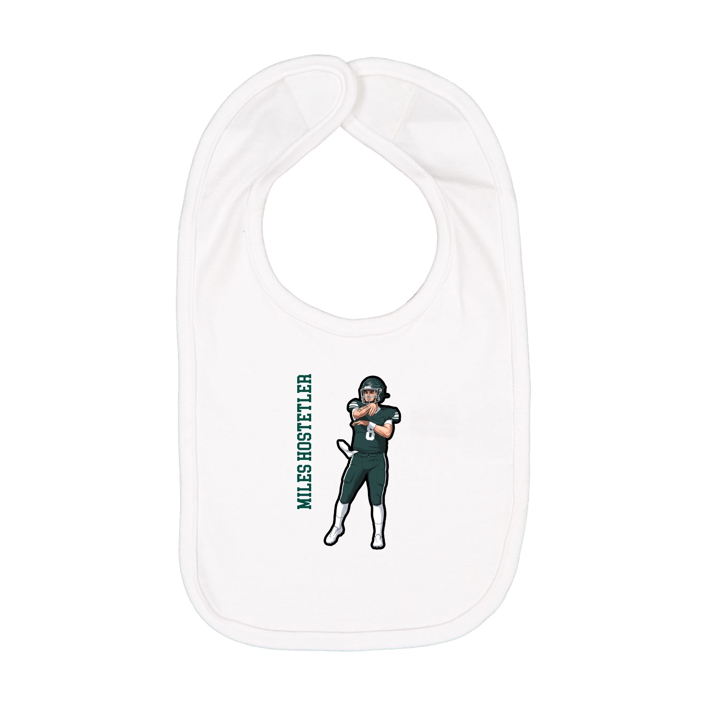 Infant Bib — Name Vertical in White
