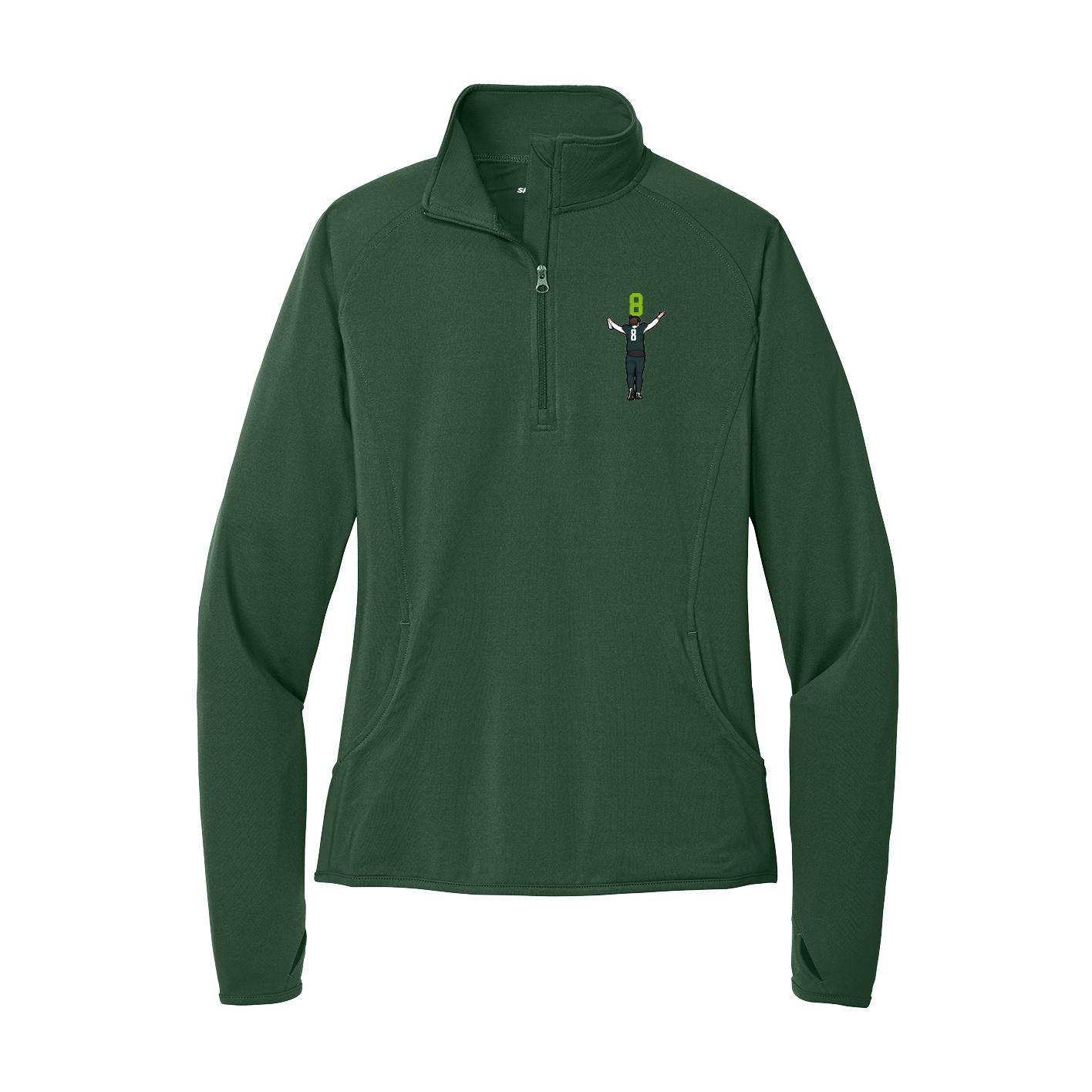 Women's Q-Zip Pullover — Number Top in Green