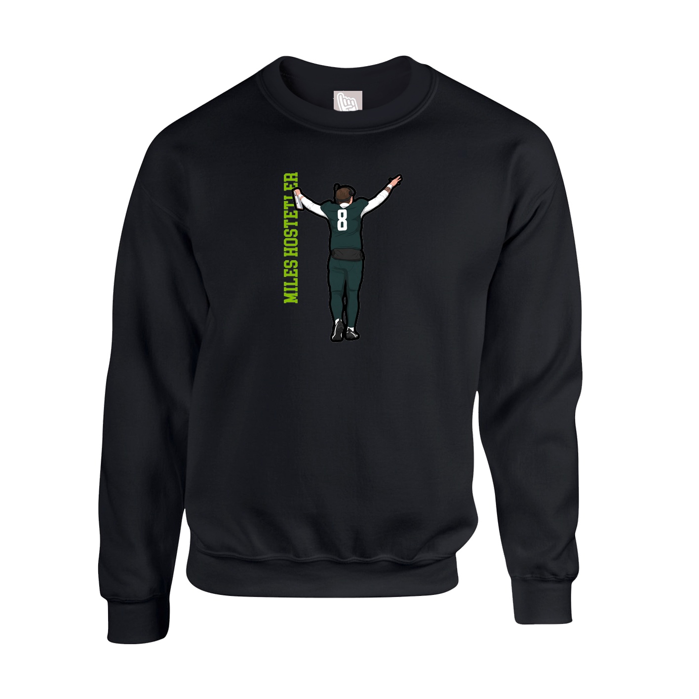 Fleece Crew — Name Vertical in Black