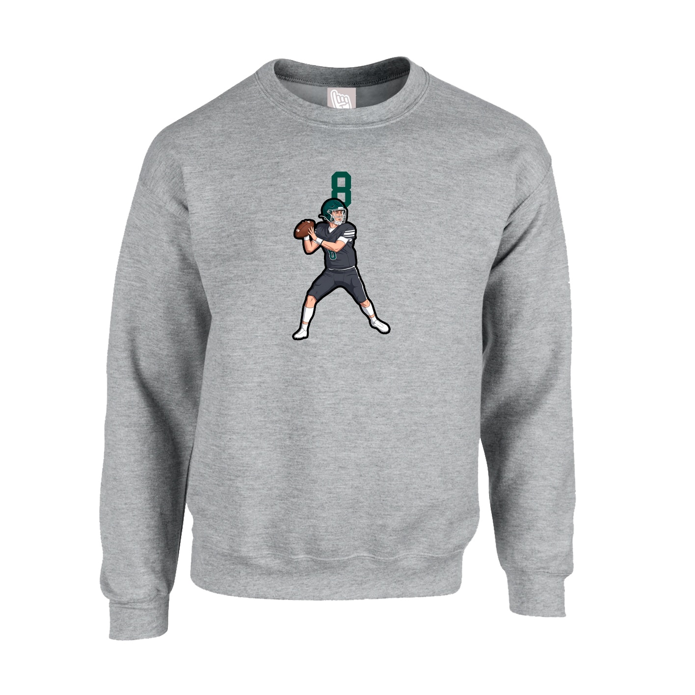 Fleece Crew — Number Top in Grey