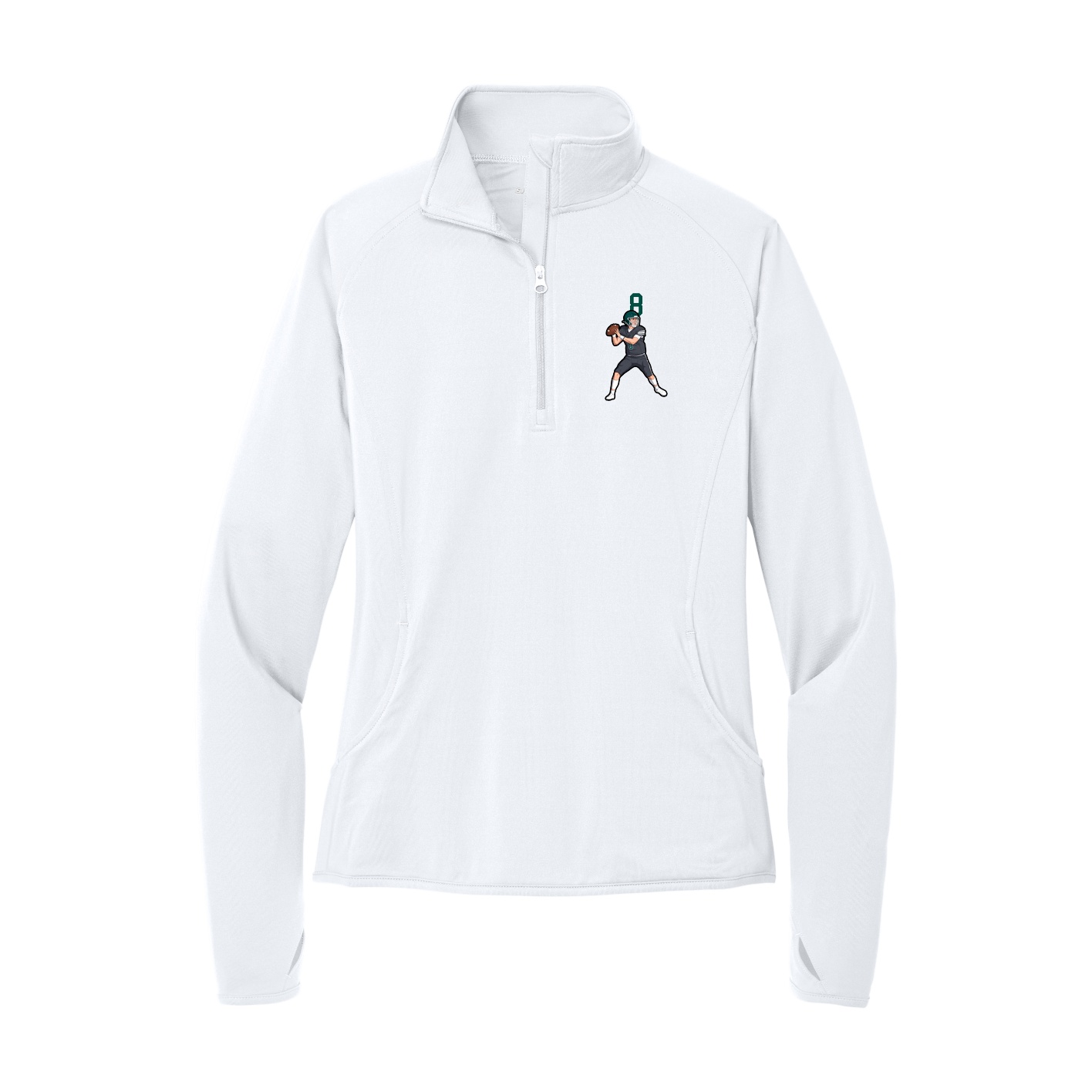 Women's Q-Zip Pullover — Number Top in White