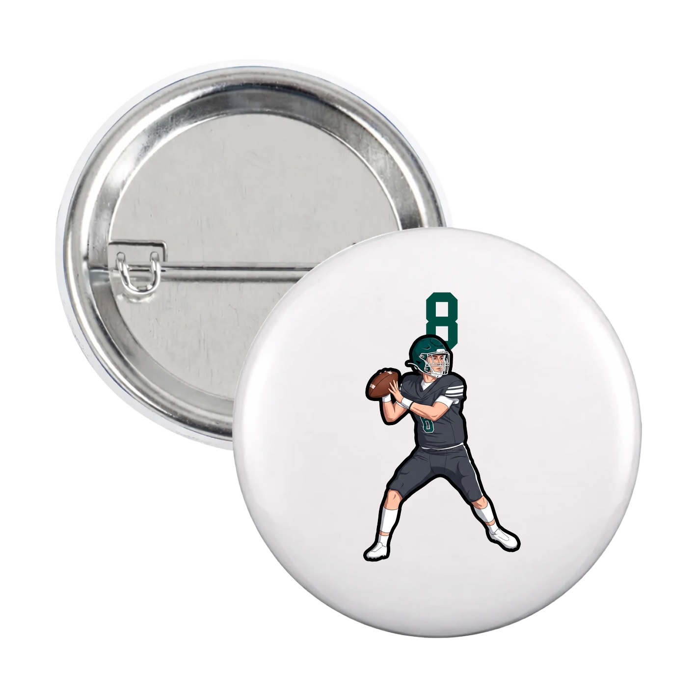 Game Day Button — Number Top in White