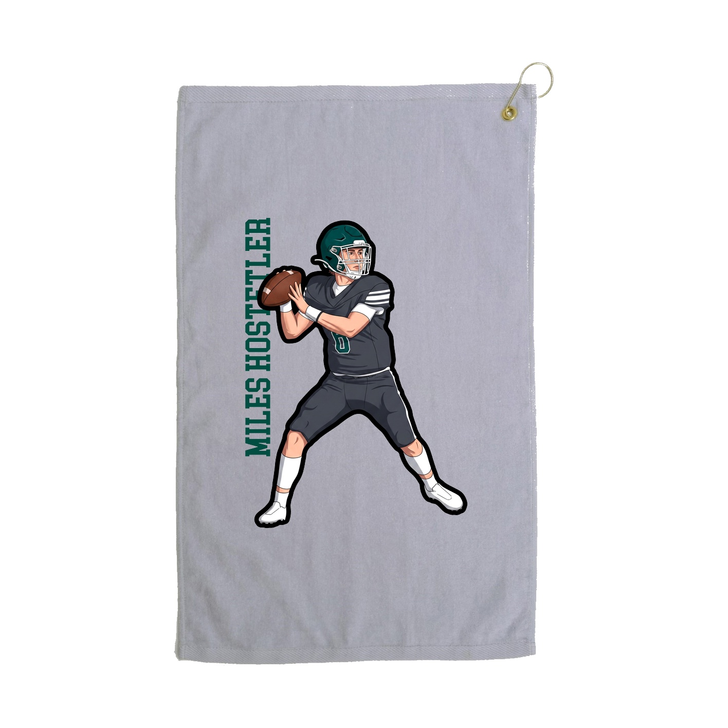 Golf Towel — Name Vertical in Grey
