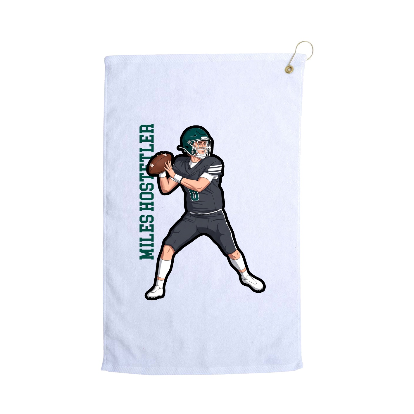 Golf Towel — Name Vertical in White