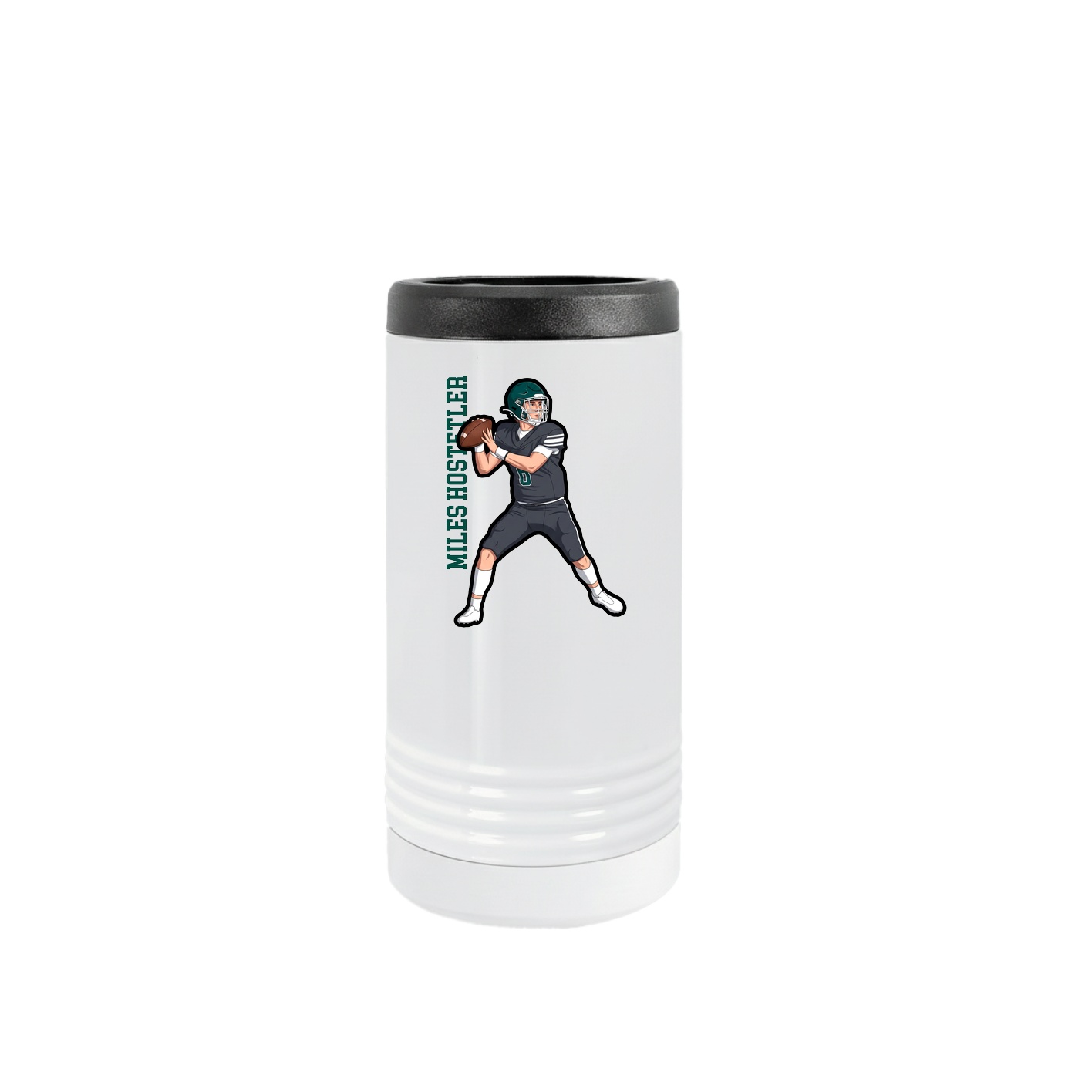 Slim Beverage Holder — Name Vertical in White