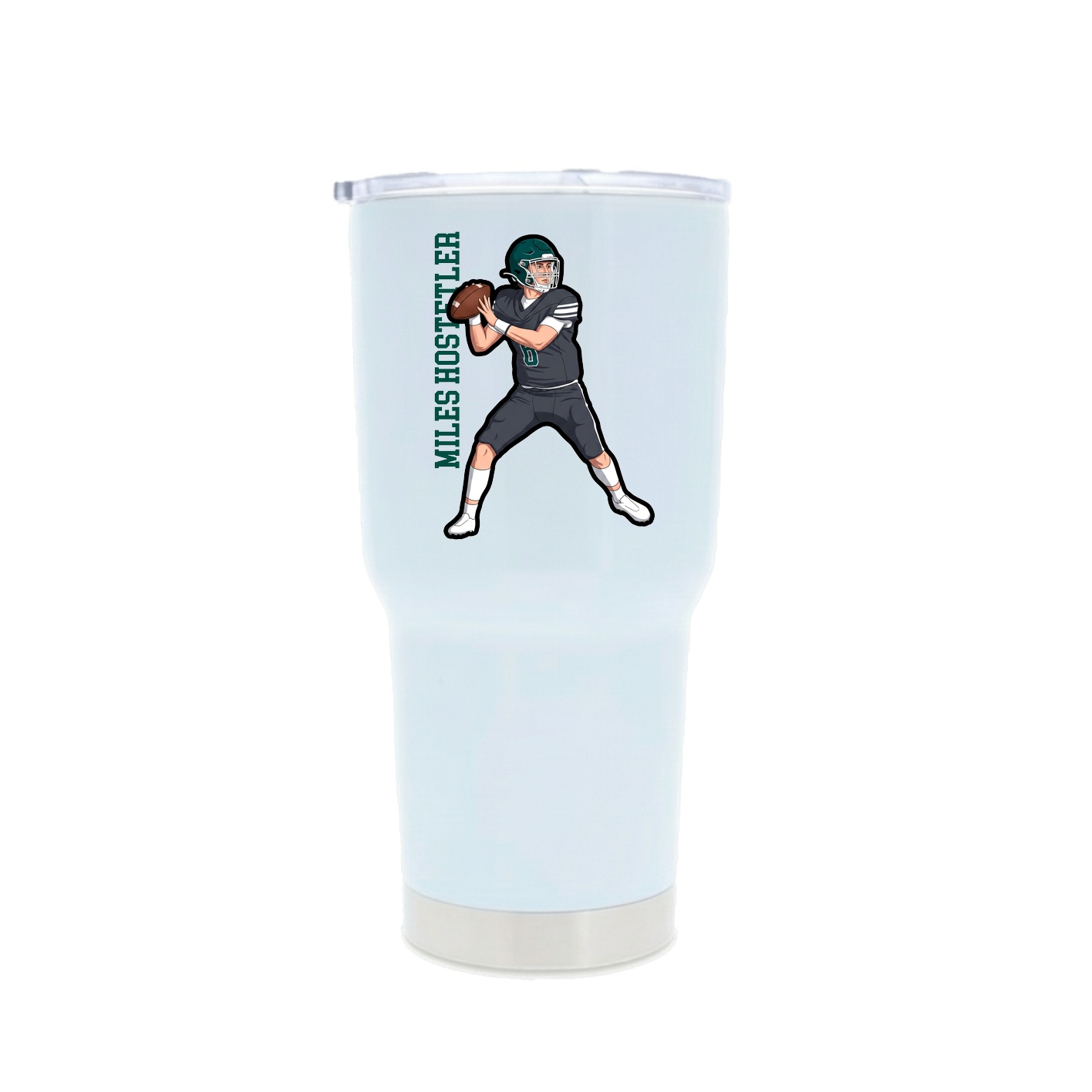 30oz Stainless Steel Tumbler — Name Vertical in White