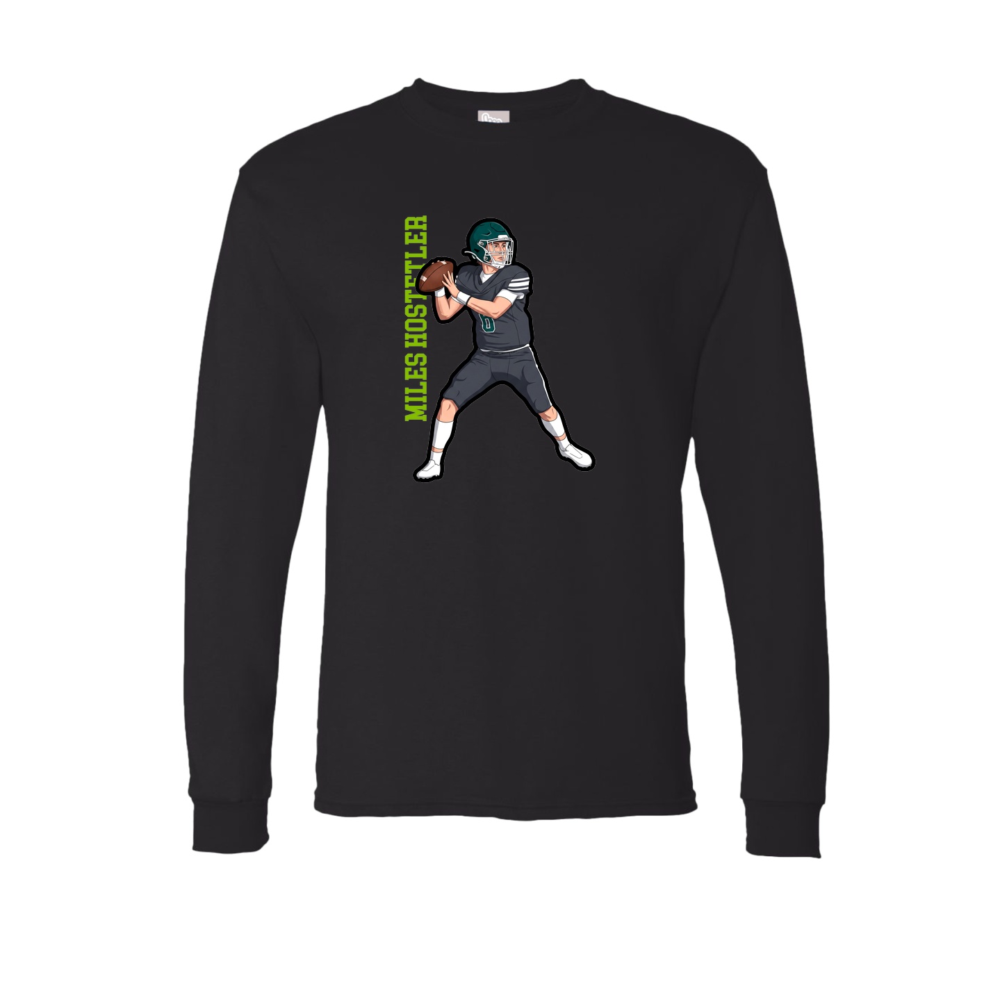 Long Sleeve Tee — Name Vertical in Black