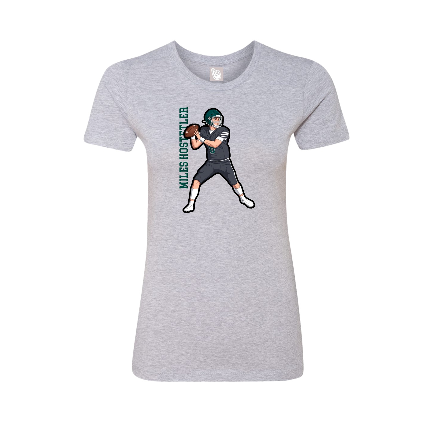 Womens Tee — Name Vertical in Grey