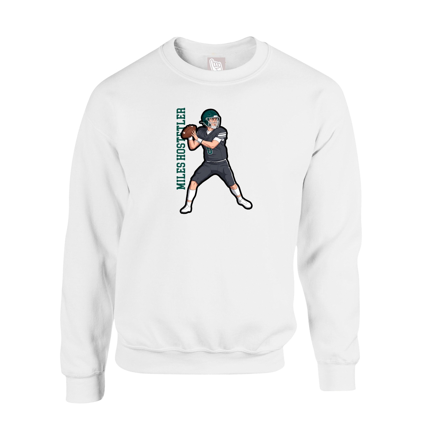 Fleece Crew — Name Vertical in White