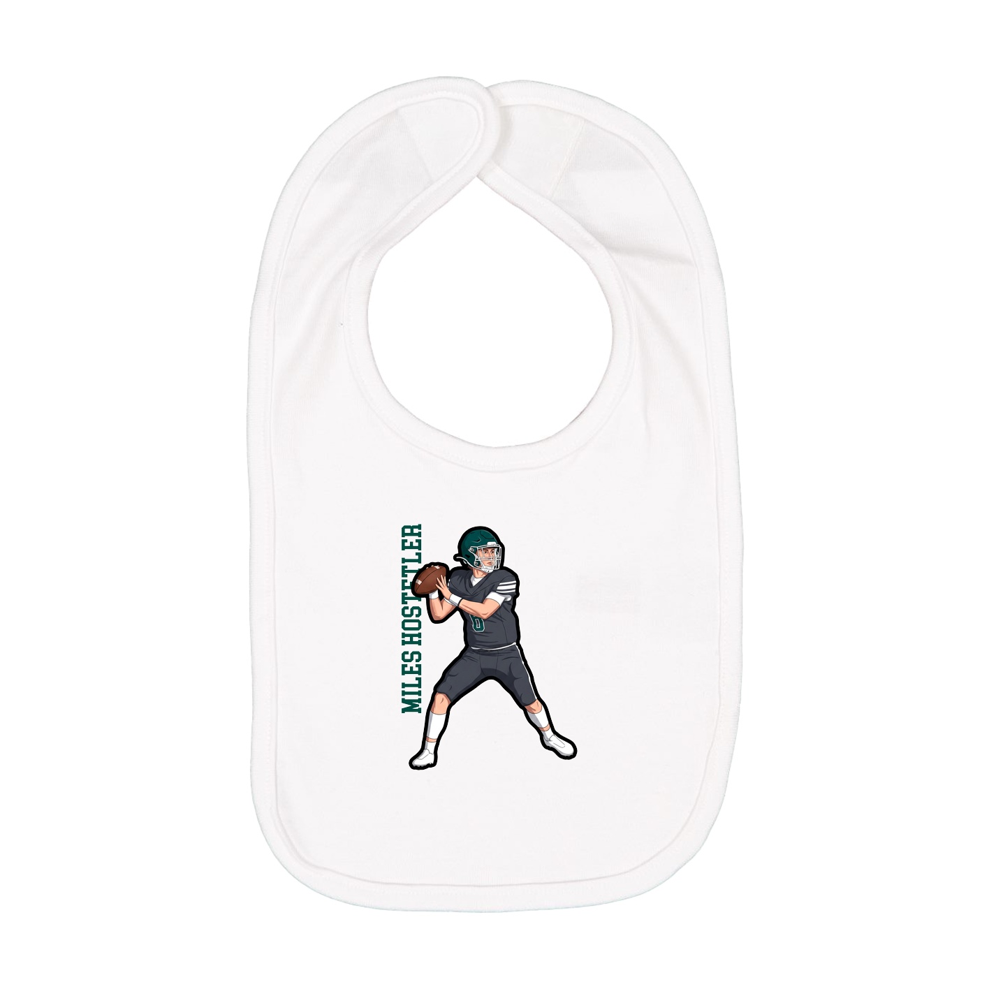 Infant Bib — Name Vertical in White