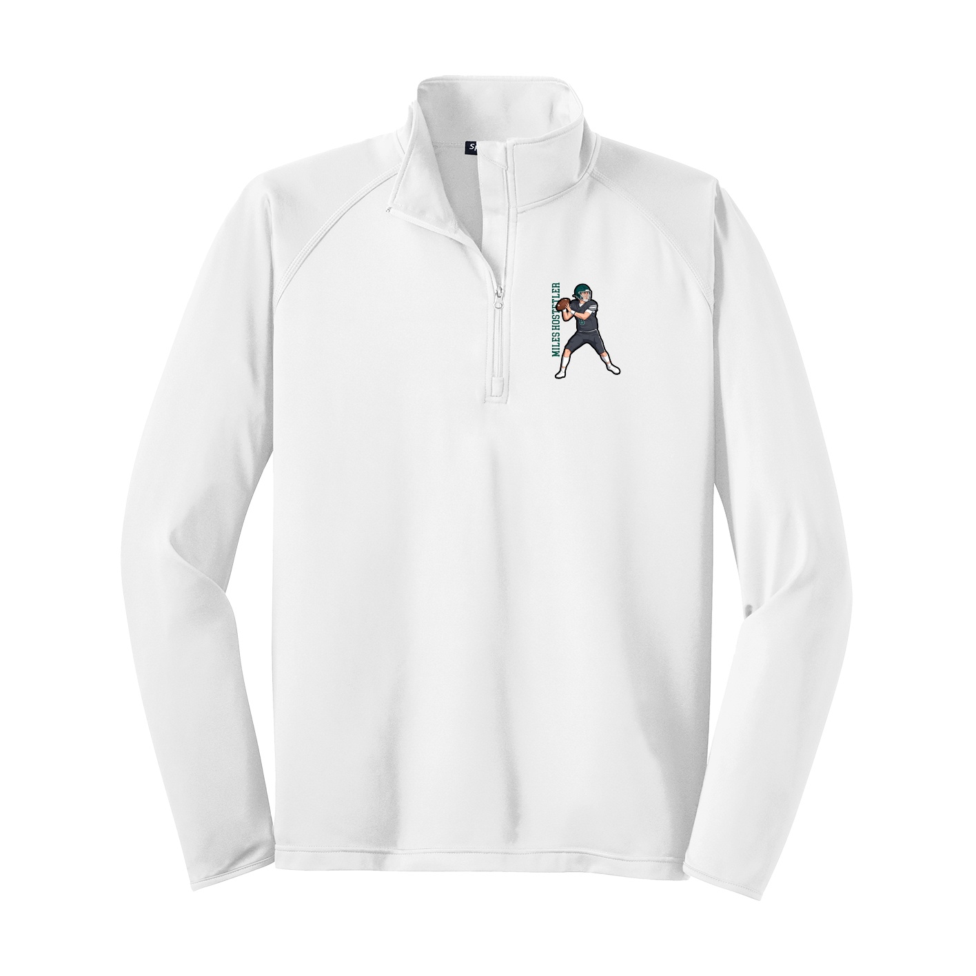 Q-Zip Pullover — Name Vertical in White